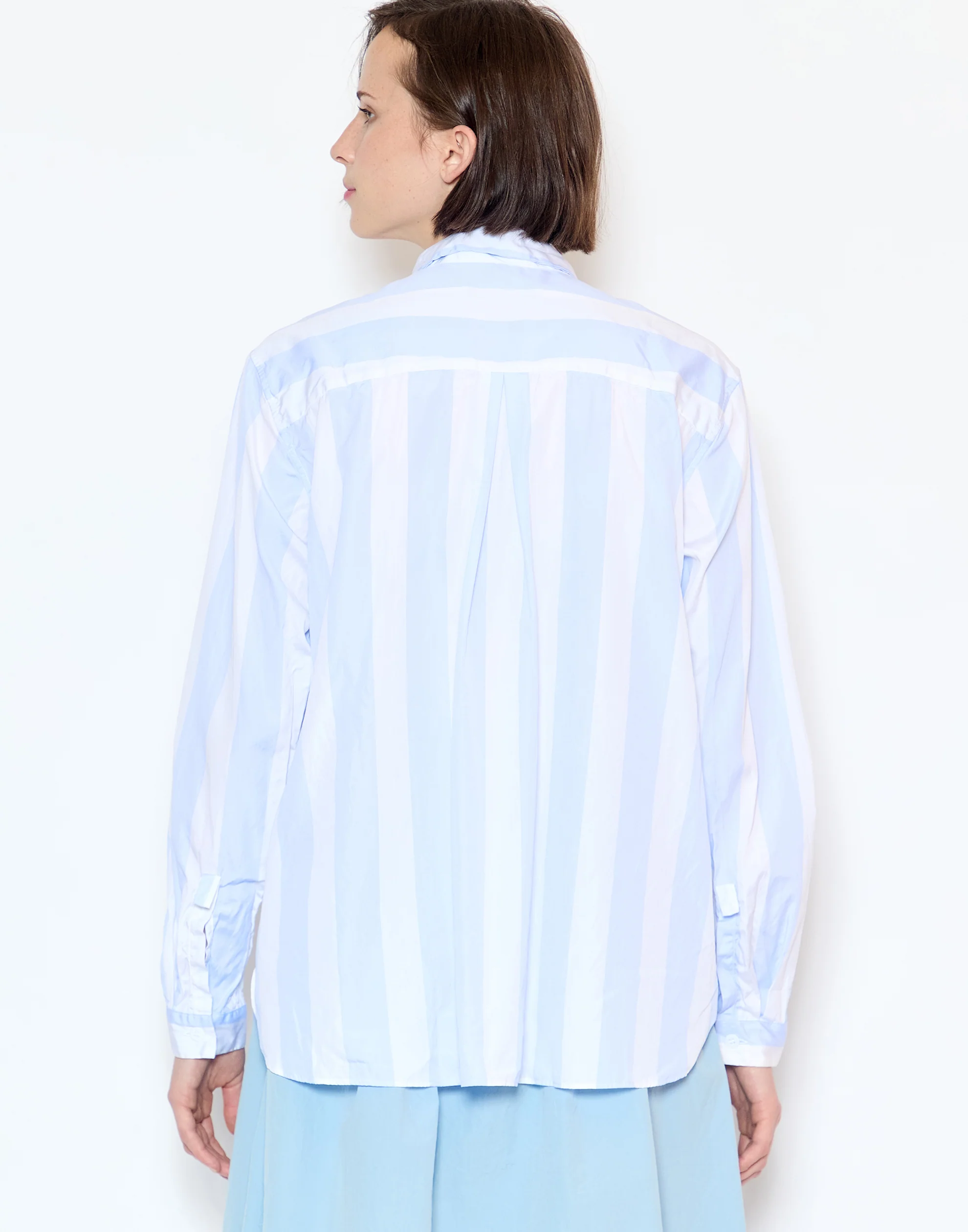 Azur Stripe Cotton Loose Tyrol Shirt - Image 4
