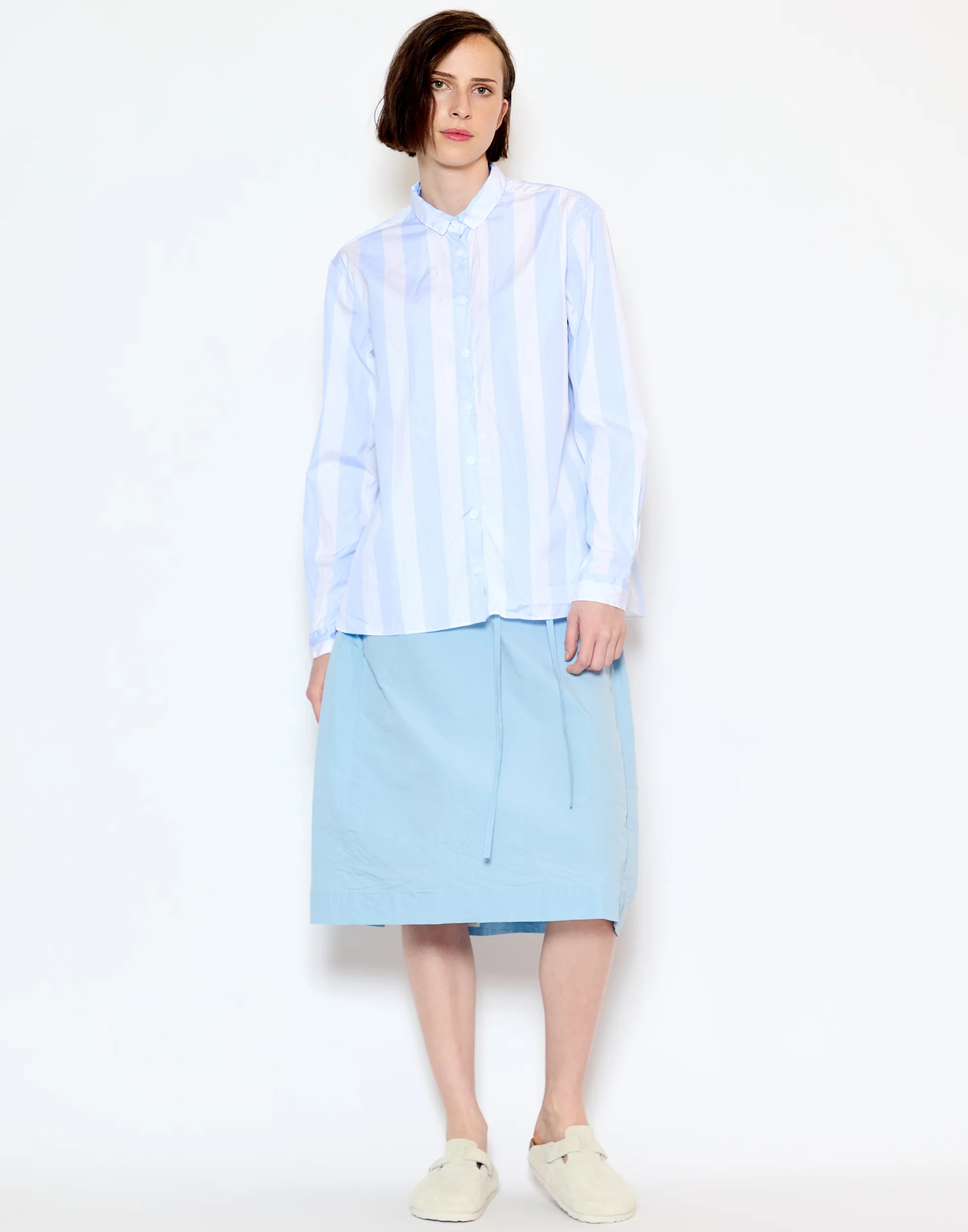Azur Stripe Cotton Loose Tyrol Shirt - Image 5
