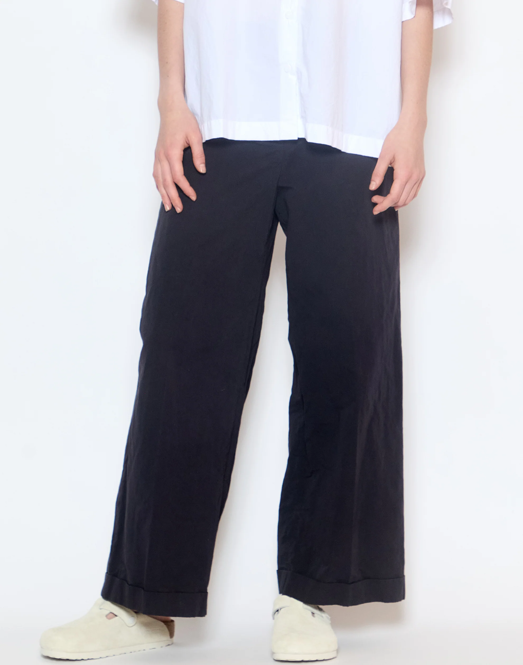 Black Cotton Wide Leg Wendy Pants - Image 3