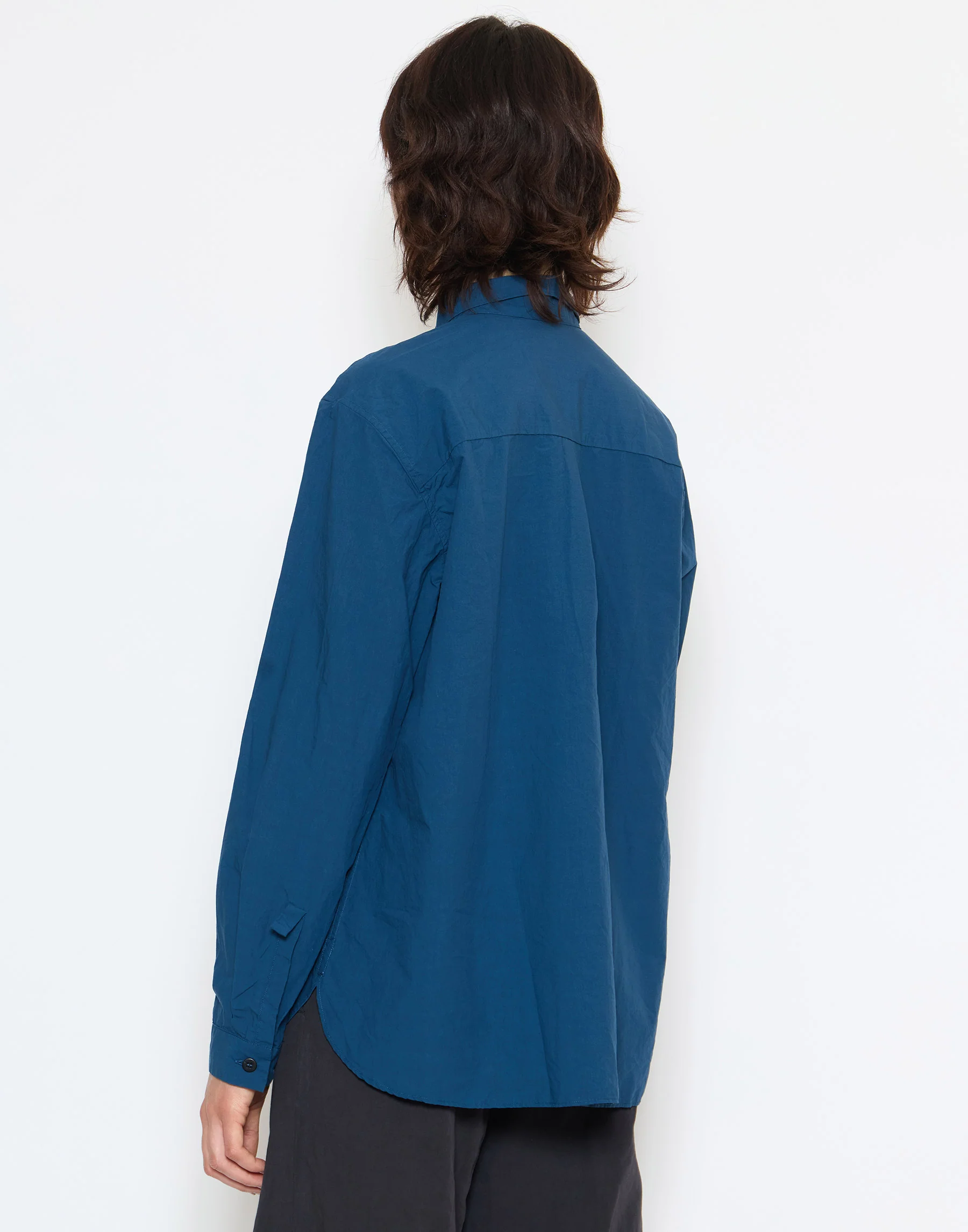 Deep Blue Cotton Loose Tyrol Shirt - Image 4