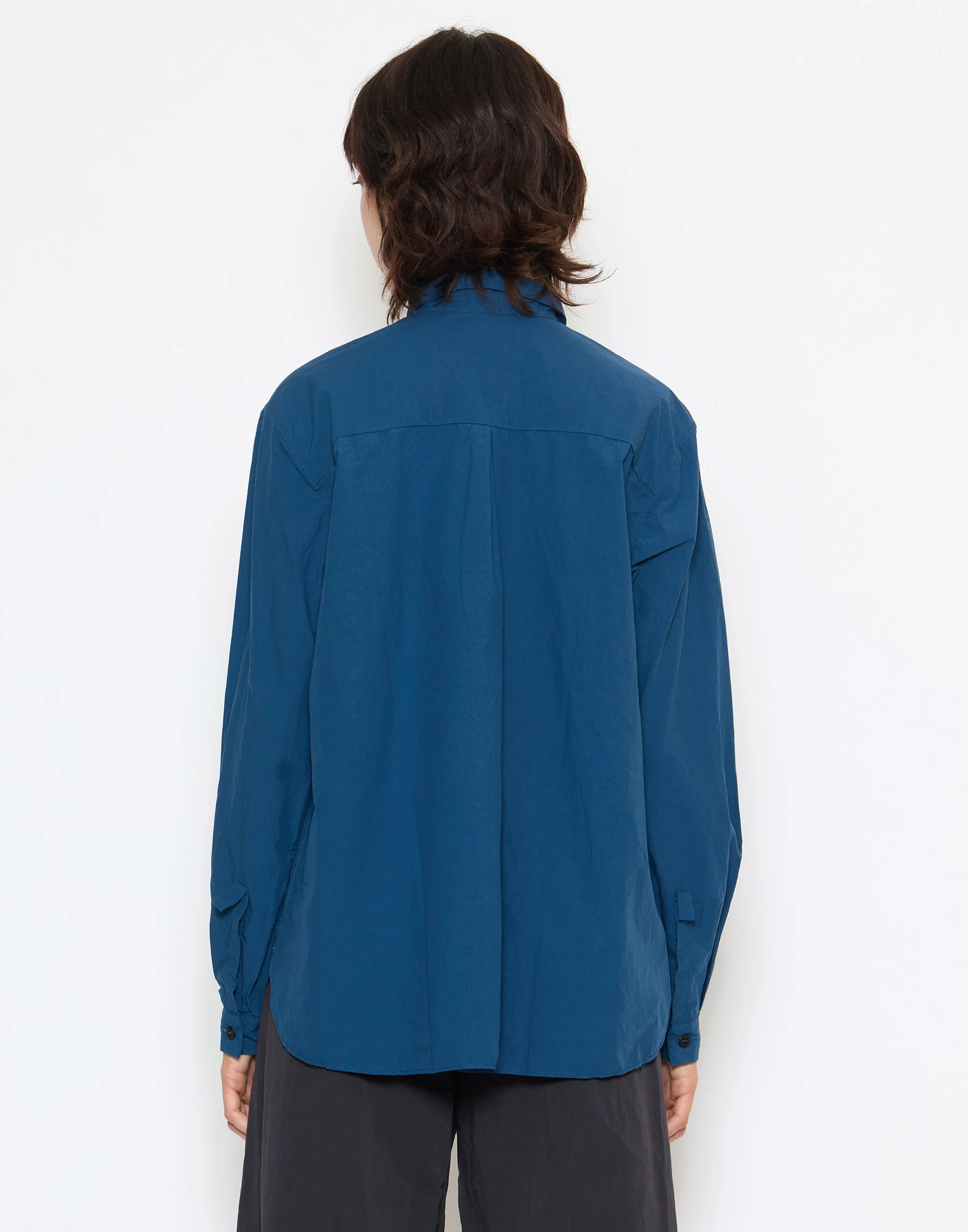 Deep Blue Cotton Loose Tyrol Shirt - Image 5