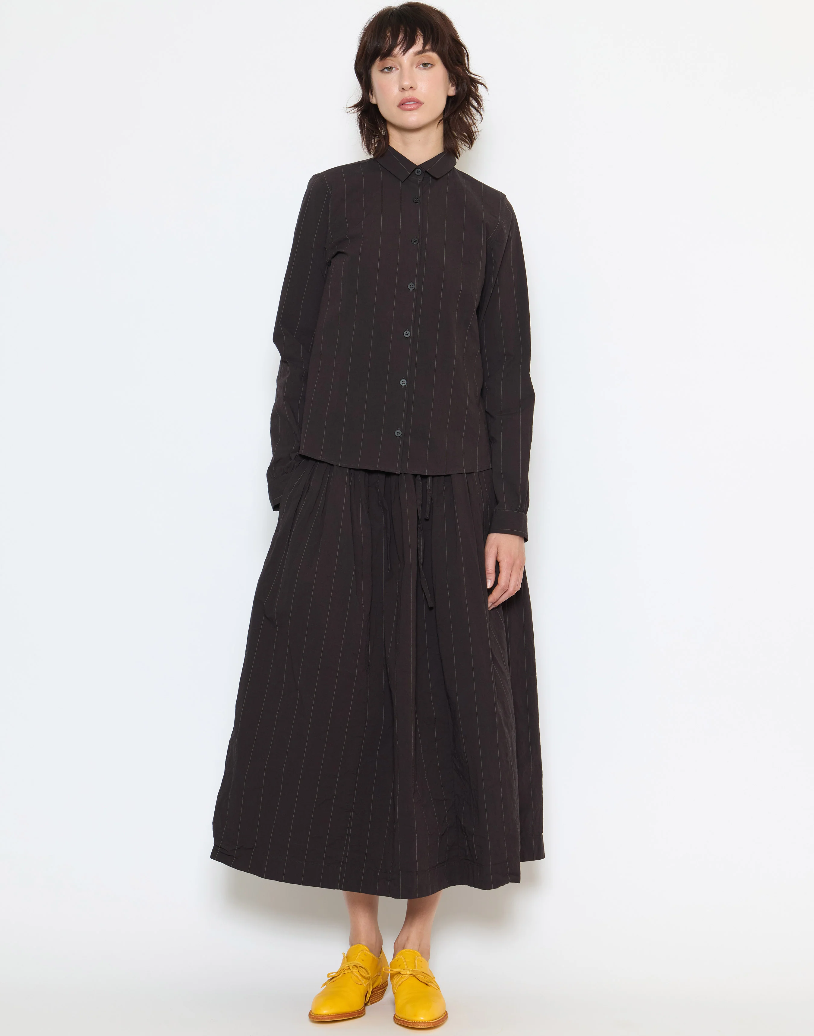 Eggplant Pinstripe Cotton Tyrol Shirt - Image 2