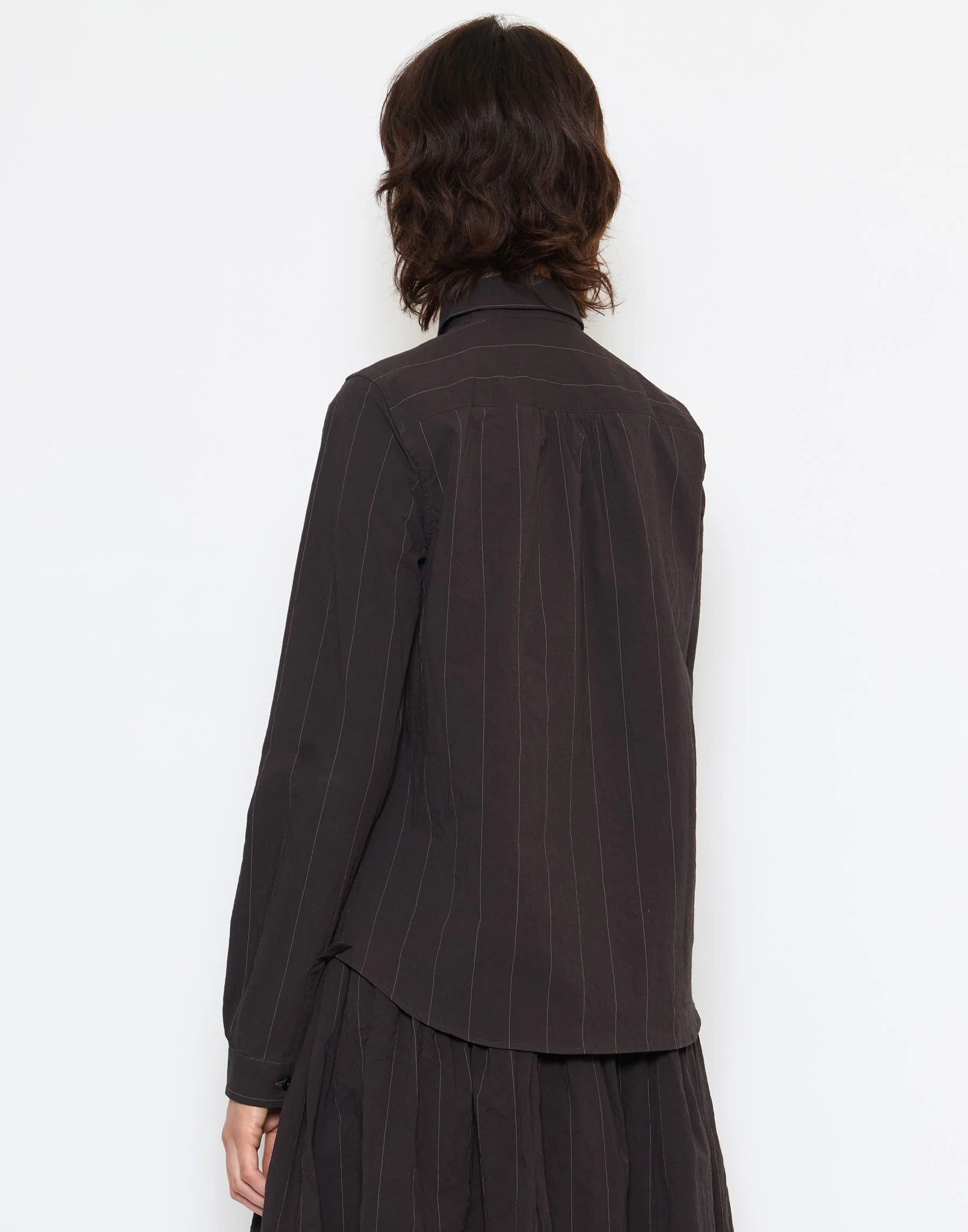 Eggplant Pinstripe Cotton Tyrol Shirt - Image 4