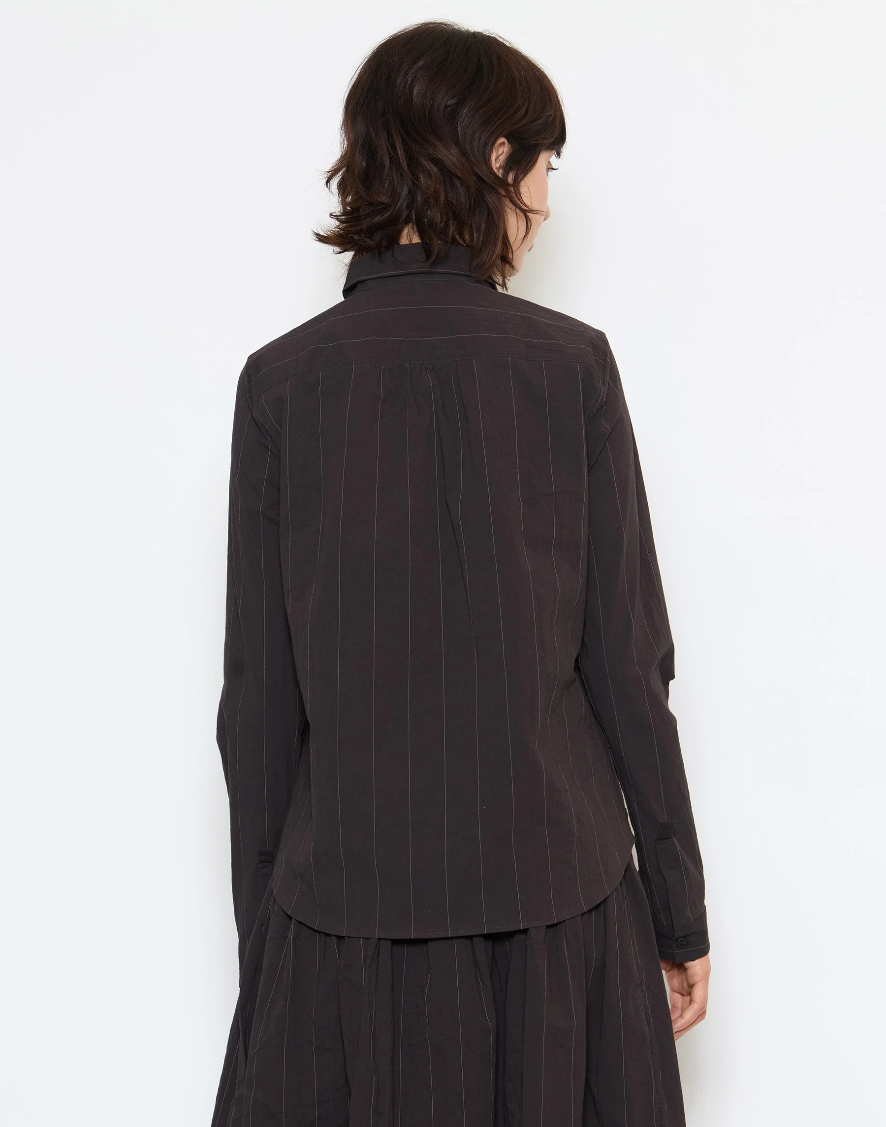 Eggplant Pinstripe Cotton Tyrol Shirt - Image 5