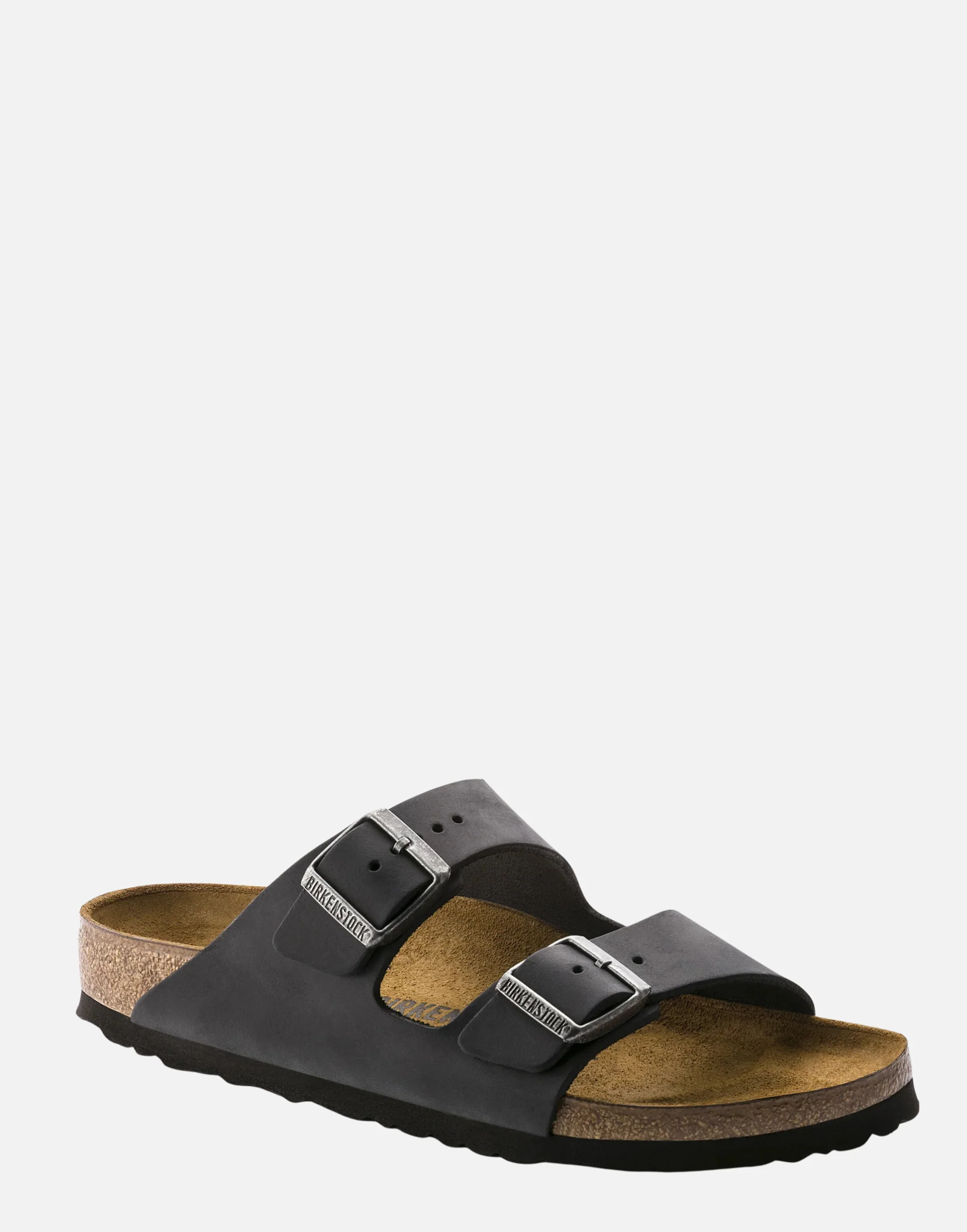 Regular Black Oiled Leather Arizona Sandals - Image 5