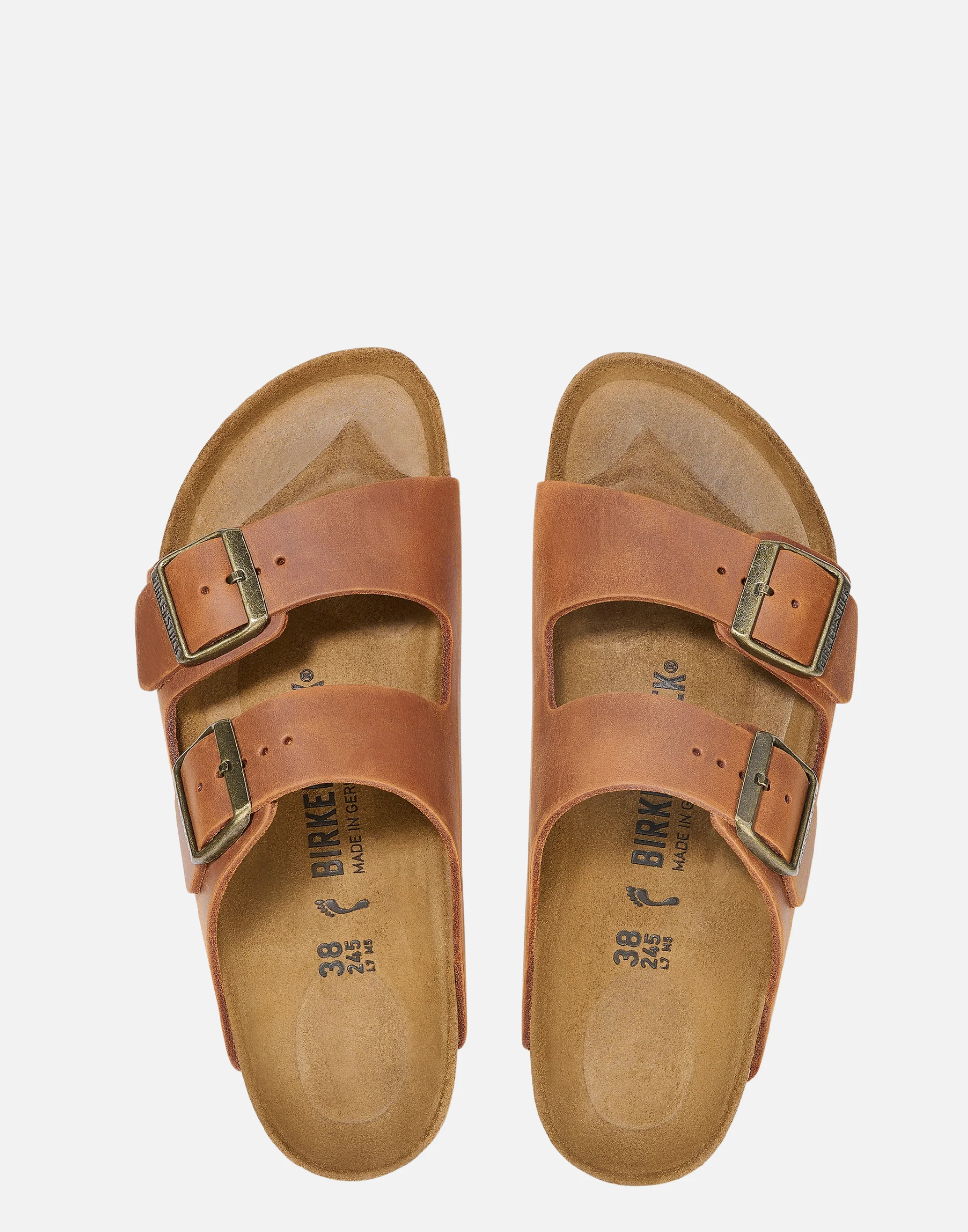 Regular Cognac Oiled Leather Arizona Sandals - Image 3