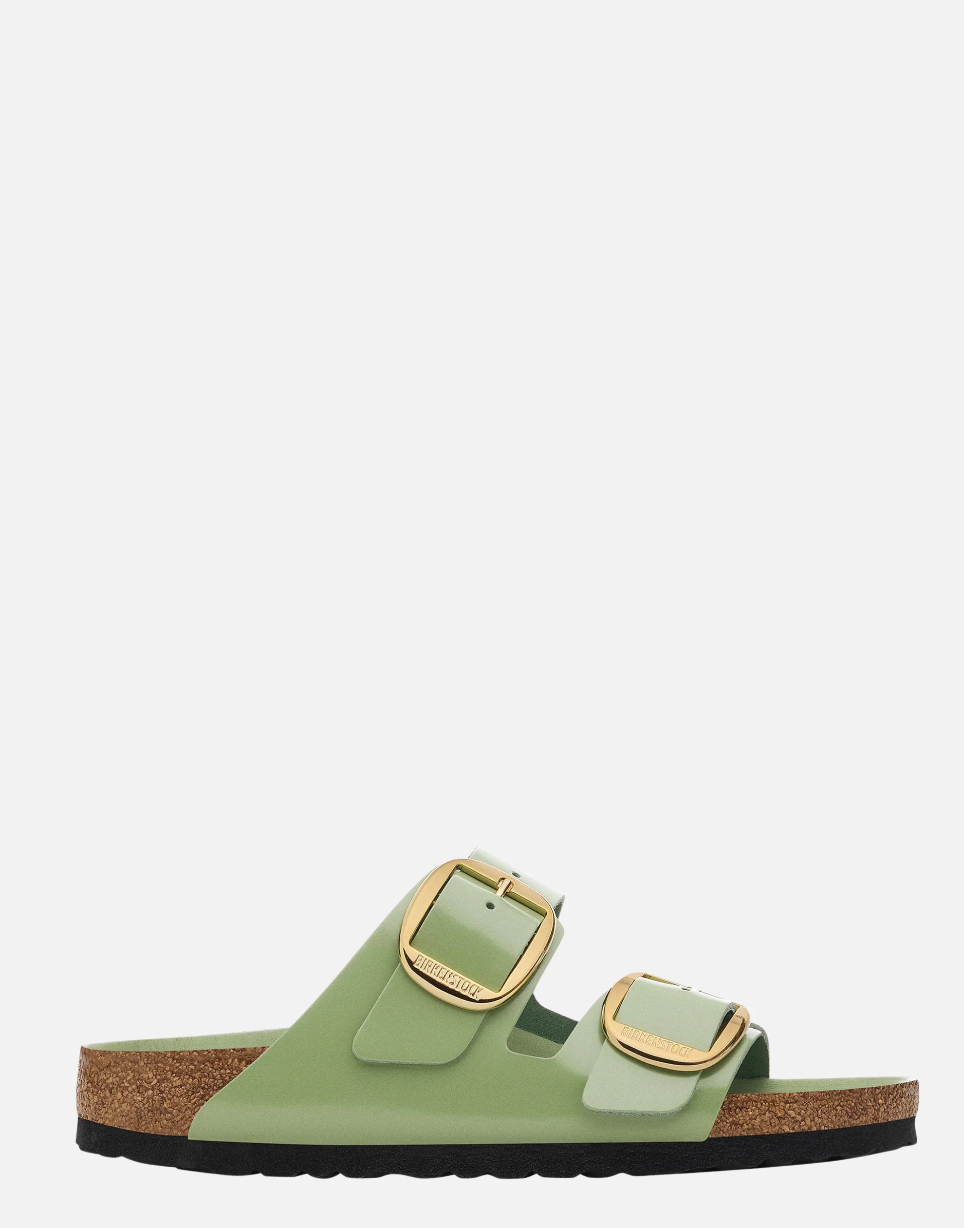 Regular Green Tea Patent Leather Big Buckle Arizona Sandals
