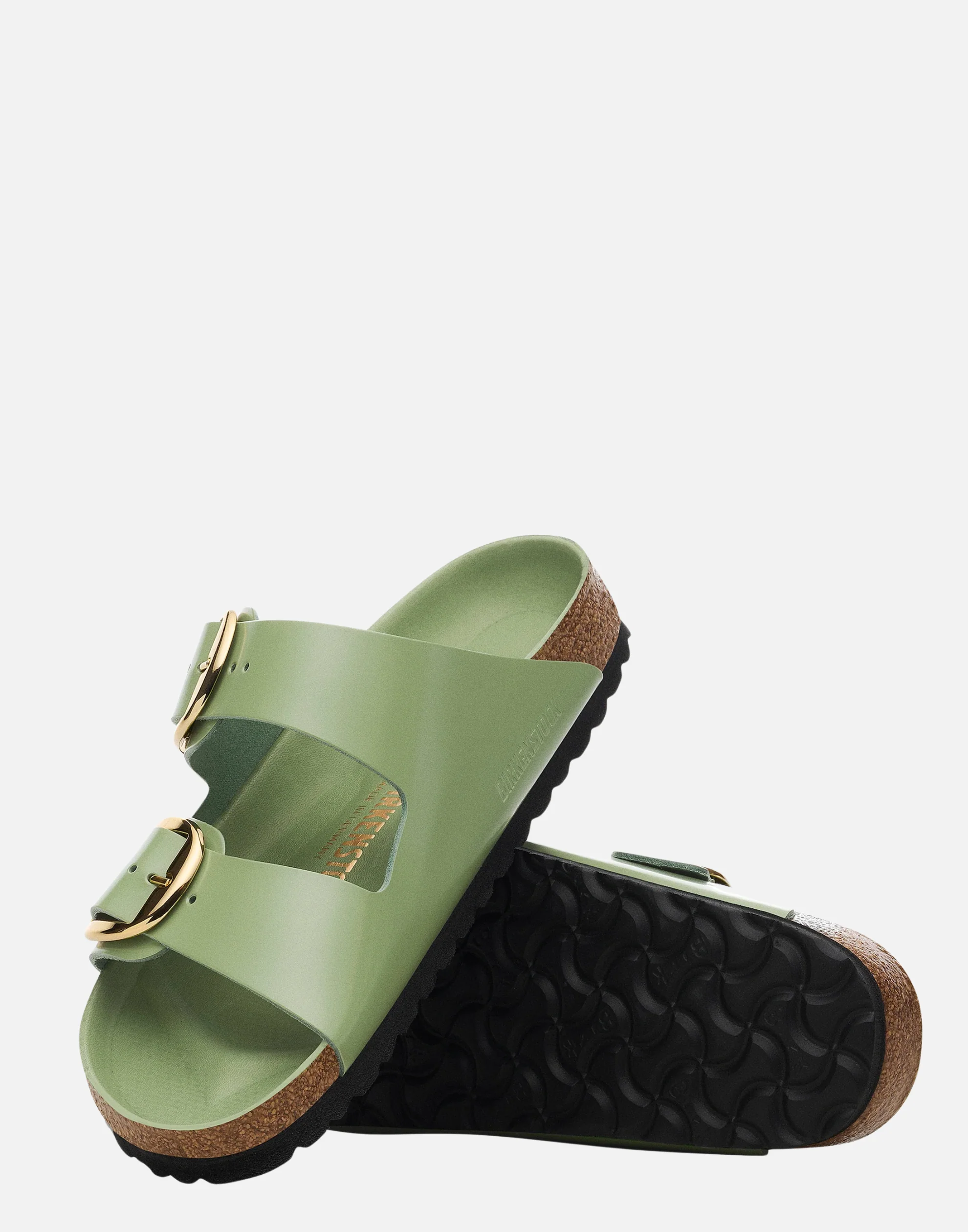 Regular Green Tea Patent Leather Big Buckle Arizona Sandals - Image 3
