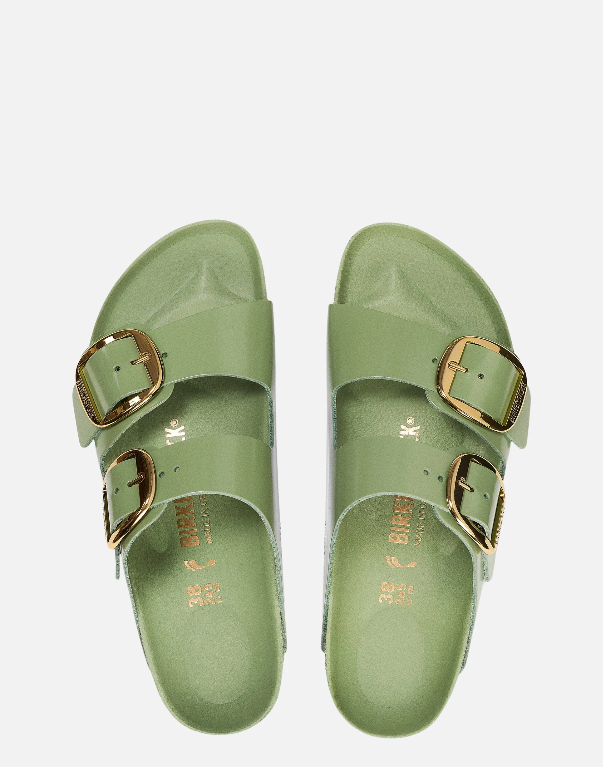 Regular Green Tea Patent Leather Big Buckle Arizona Sandals - Image 4