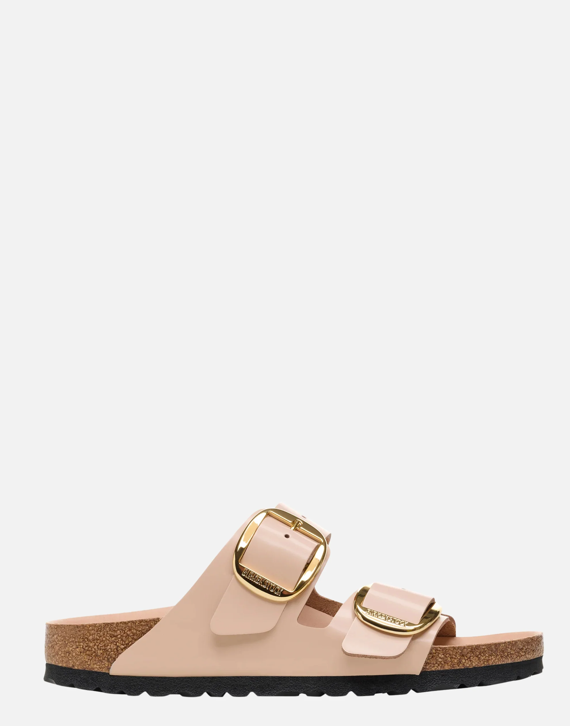 Regular New Beige Patent Leather Big Buckle Arizona Sandals