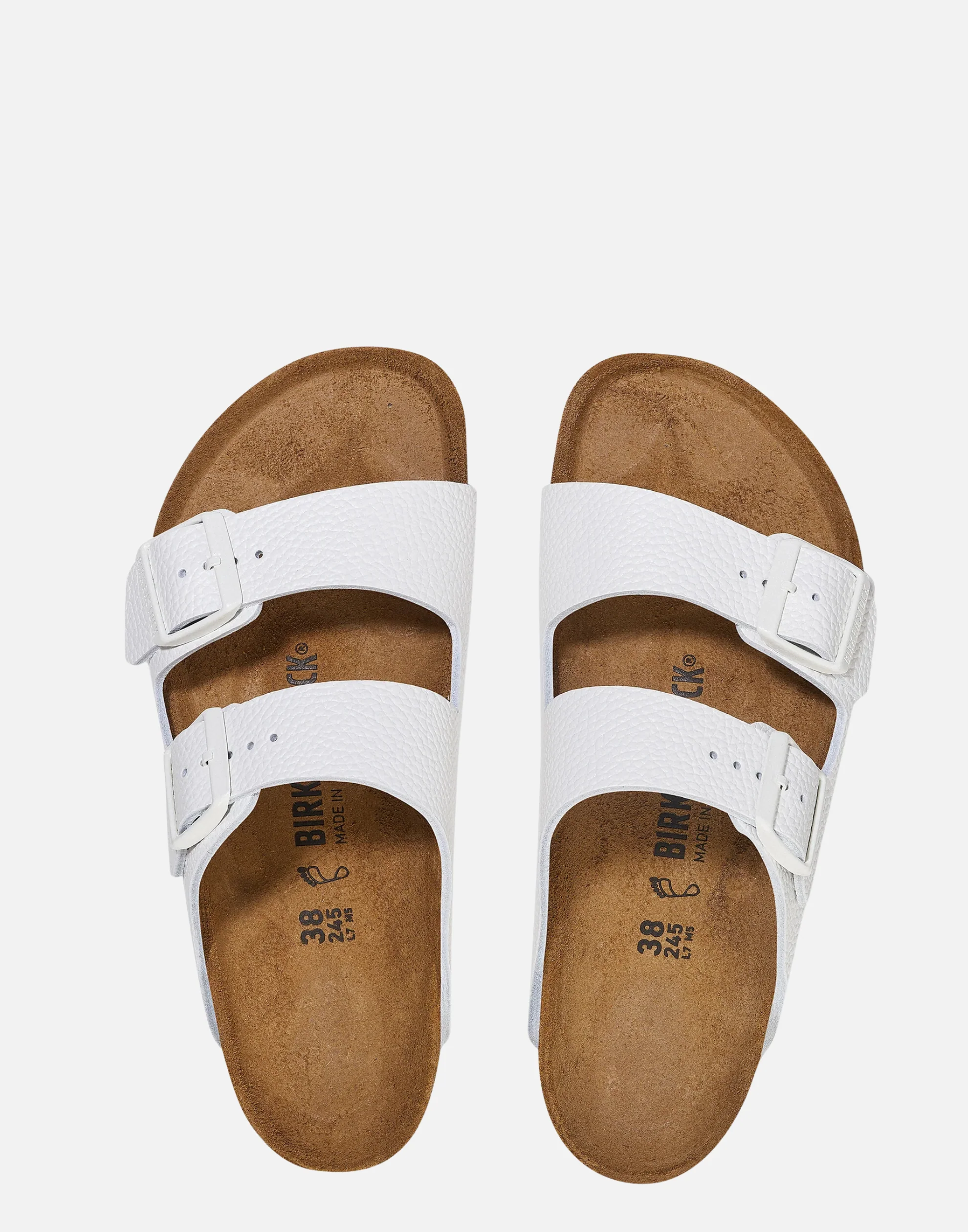 Regular White Smooth Leather Arizona Sandals - Image 3