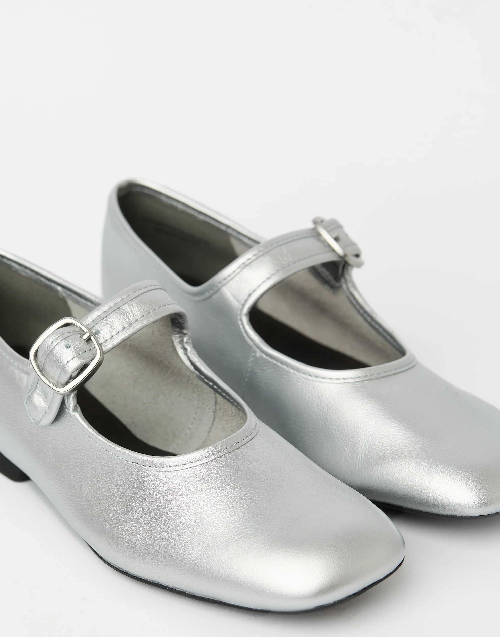 Silver Leather Casi Myra Ballerinas - Image 5