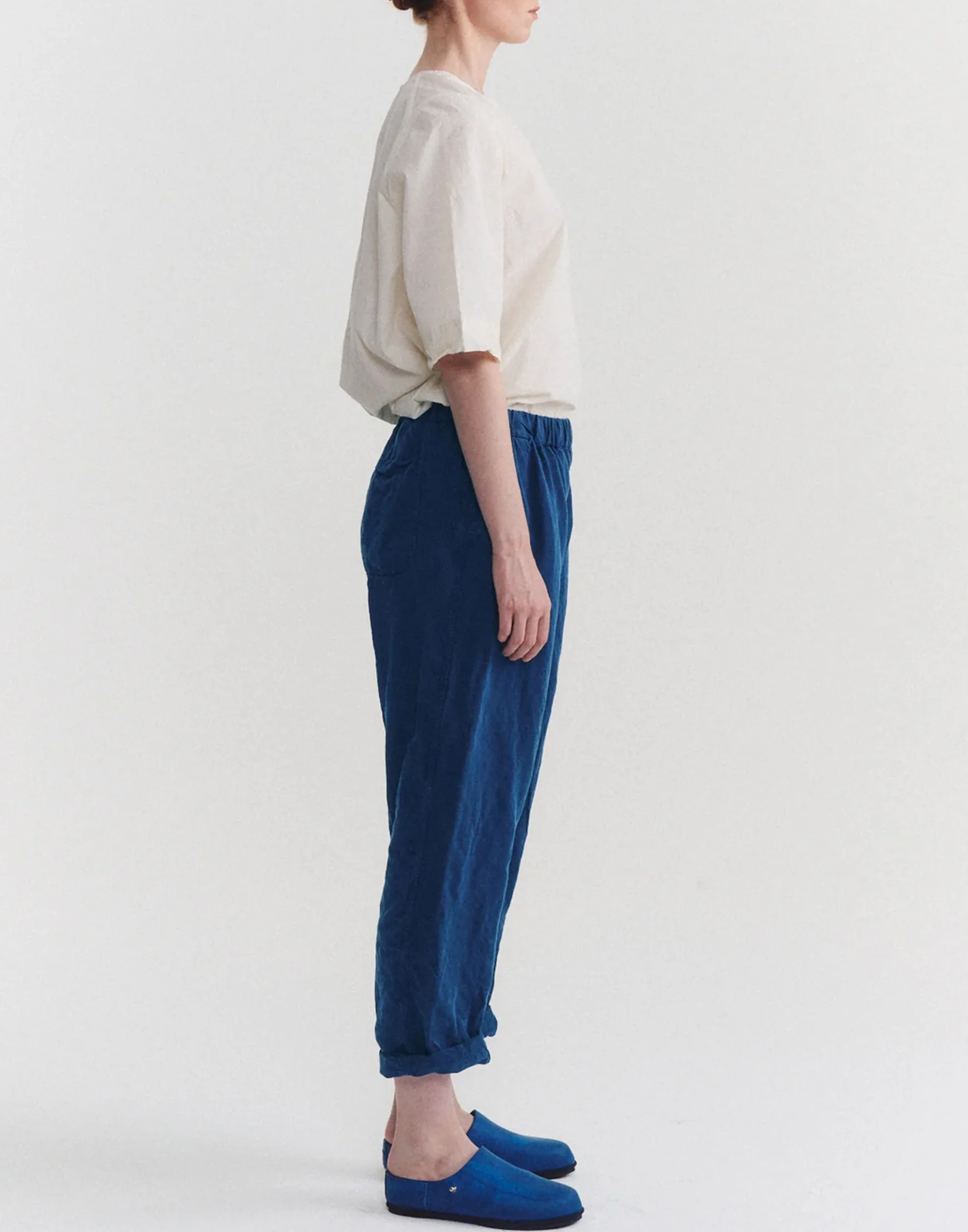 Blue Linen Blend Fabi Pants - Image 3