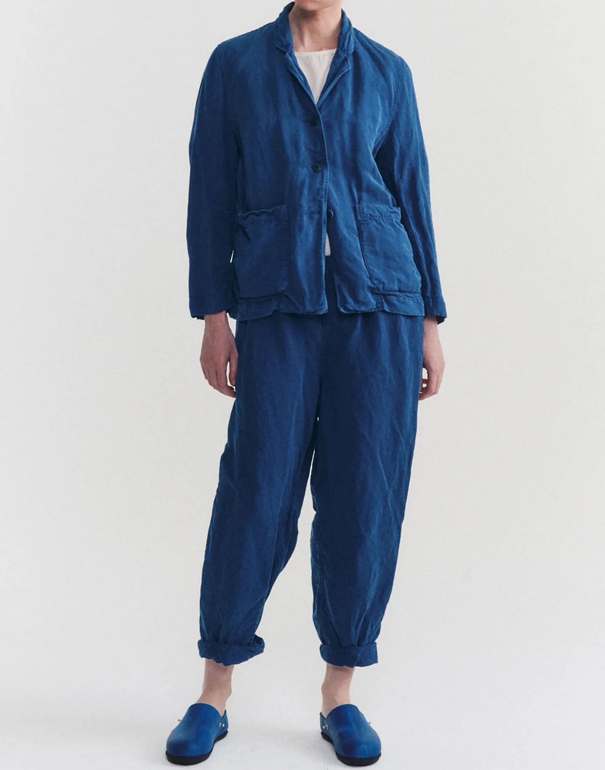 Blue Linen Blend Puddy Jacket - Image 2