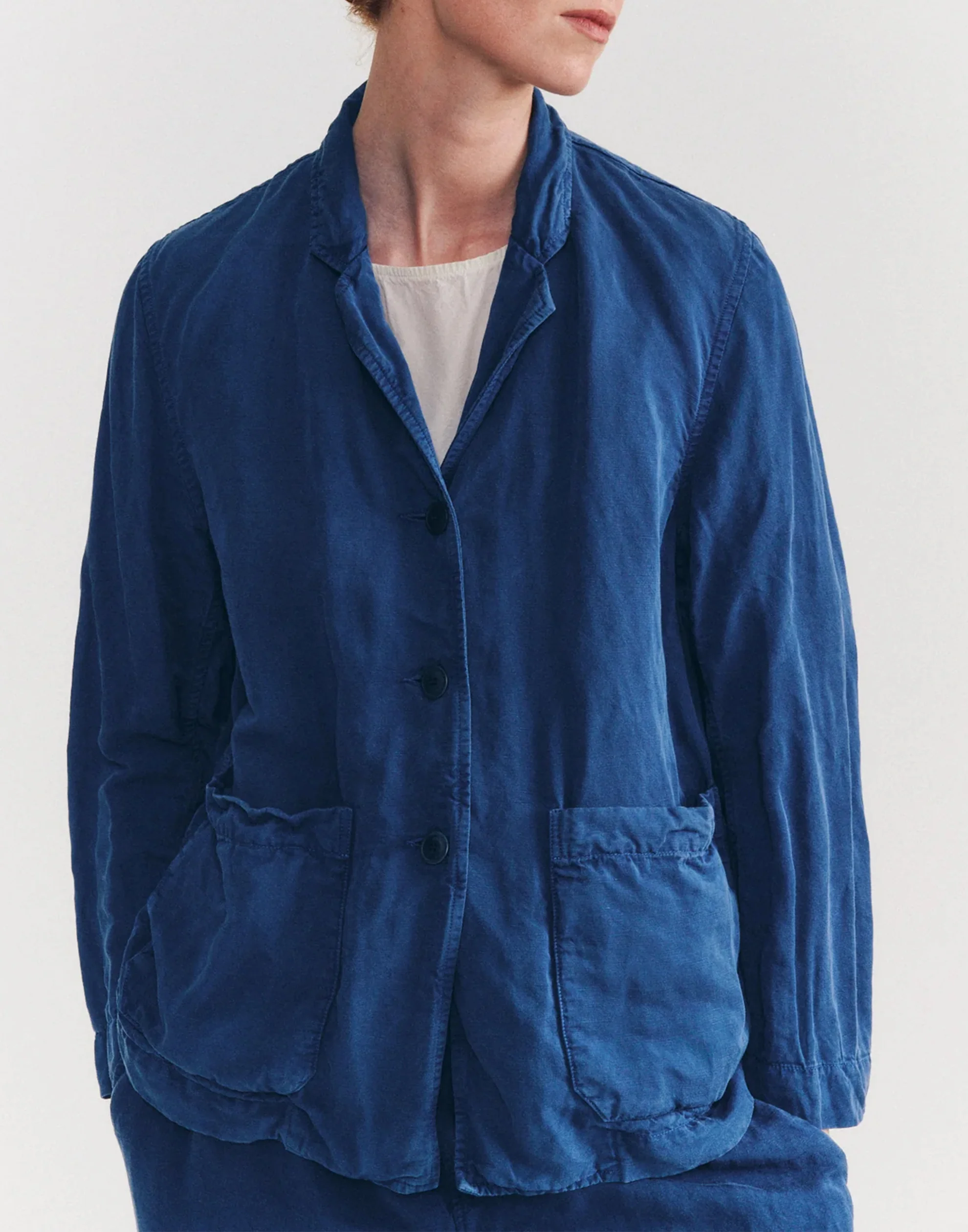 Blue Linen Blend Puddy Jacket - Image 3