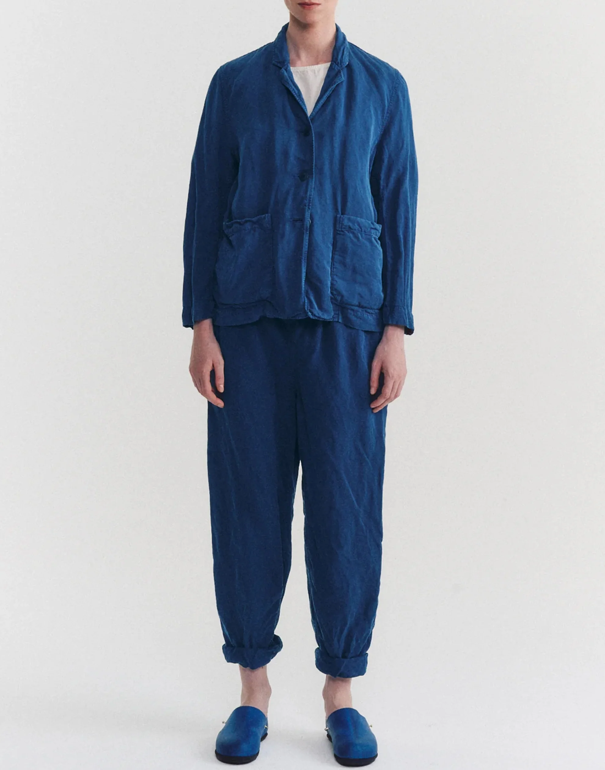 Blue Linen Blend Puddy Jacket - Image 4