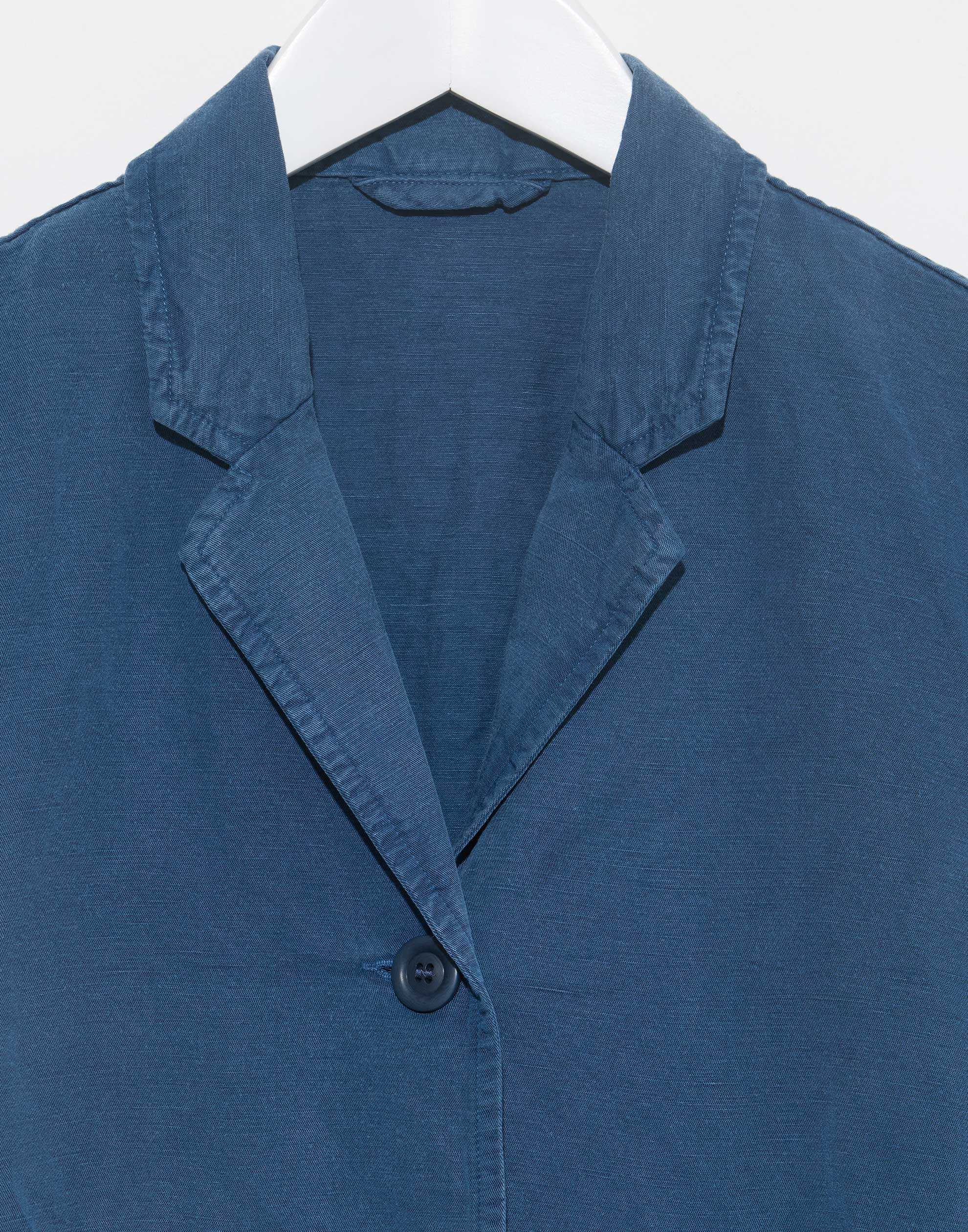 Blue Linen Blend Puddy Jacket - Image 8