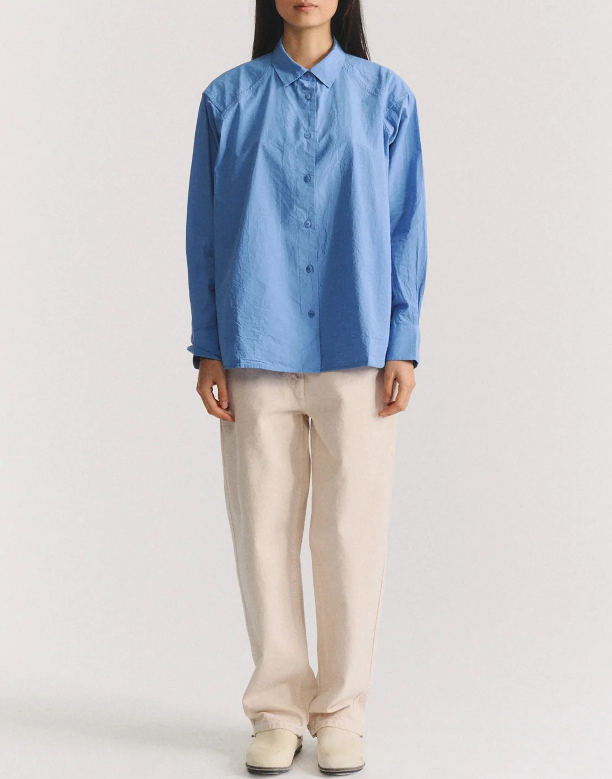 Light Blue Cotton Drays Travail Shirt - Image 5