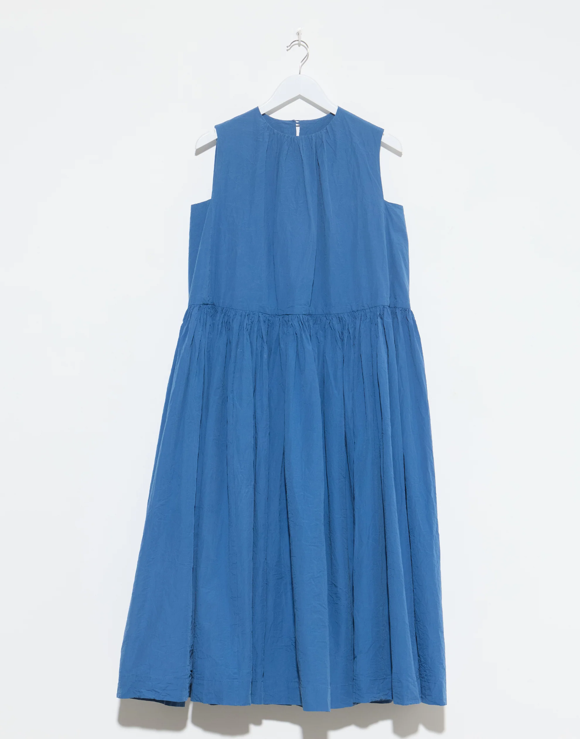 Mid Blue Cotton Pomme Ruche Dress