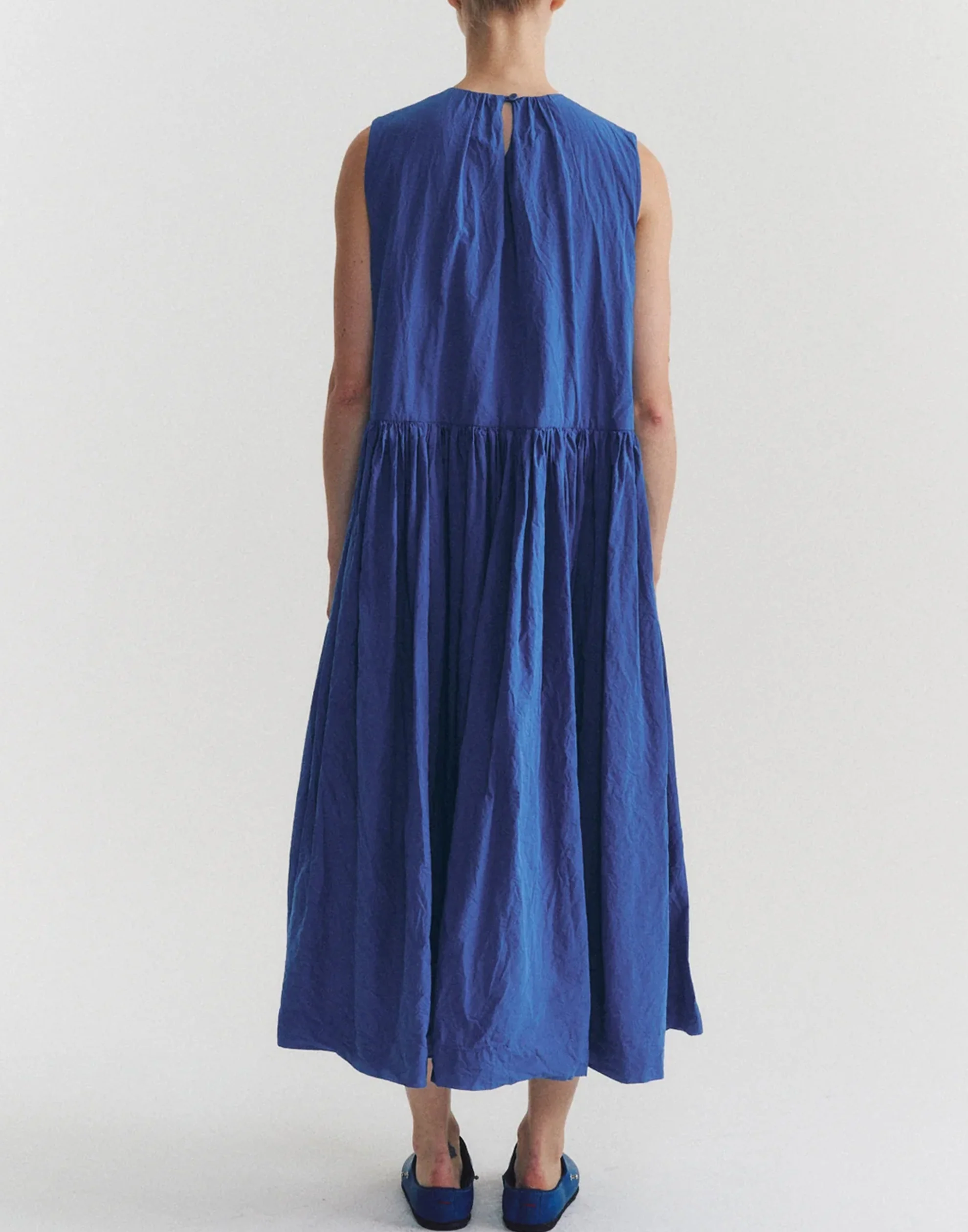 Mid Blue Cotton Pomme Ruche Dress - Image 6