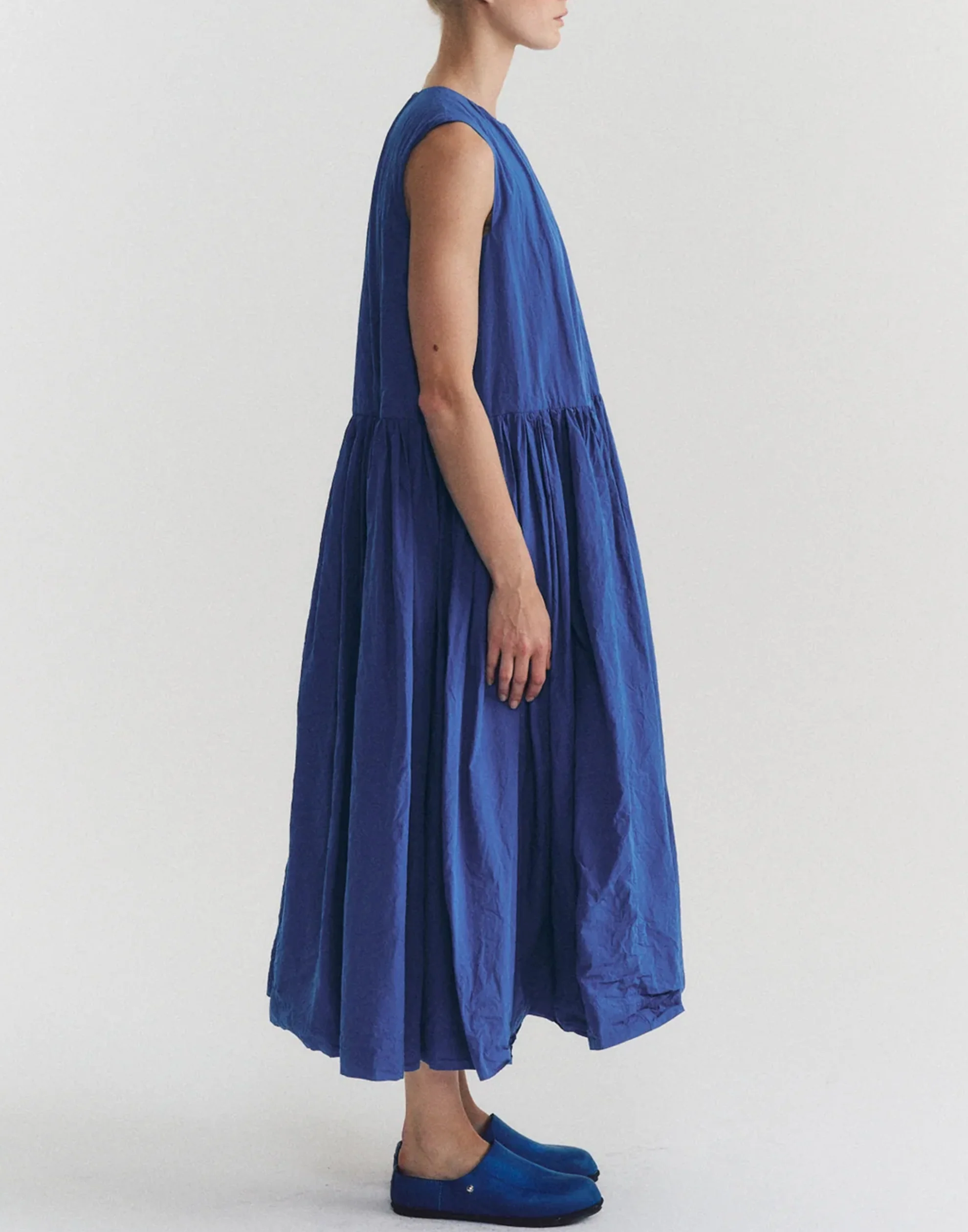 Mid Blue Cotton Pomme Ruche Dress - Image 7