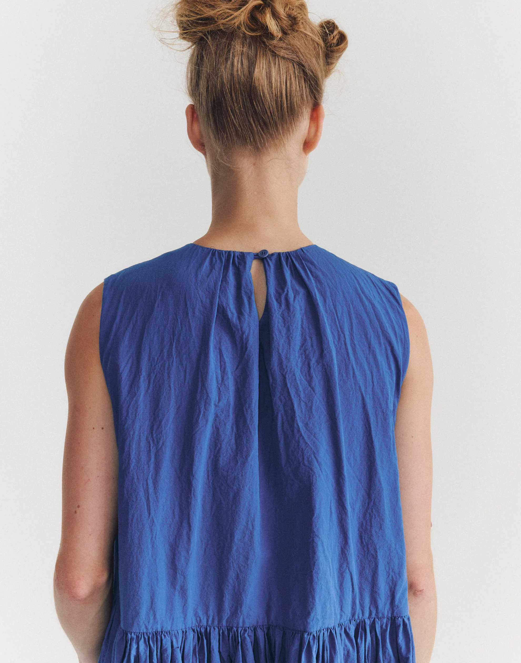 Mid Blue Cotton Pomme Ruche Dress - Image 8