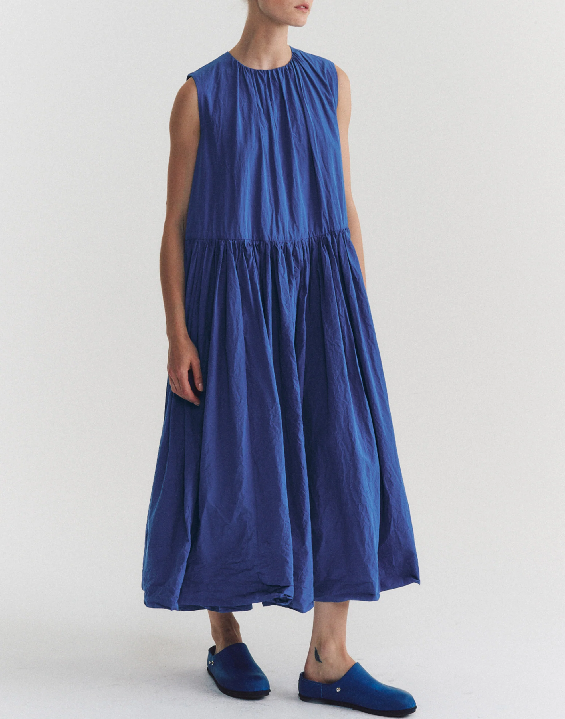 Mid Blue Cotton Pomme Ruche Dress - Image 9