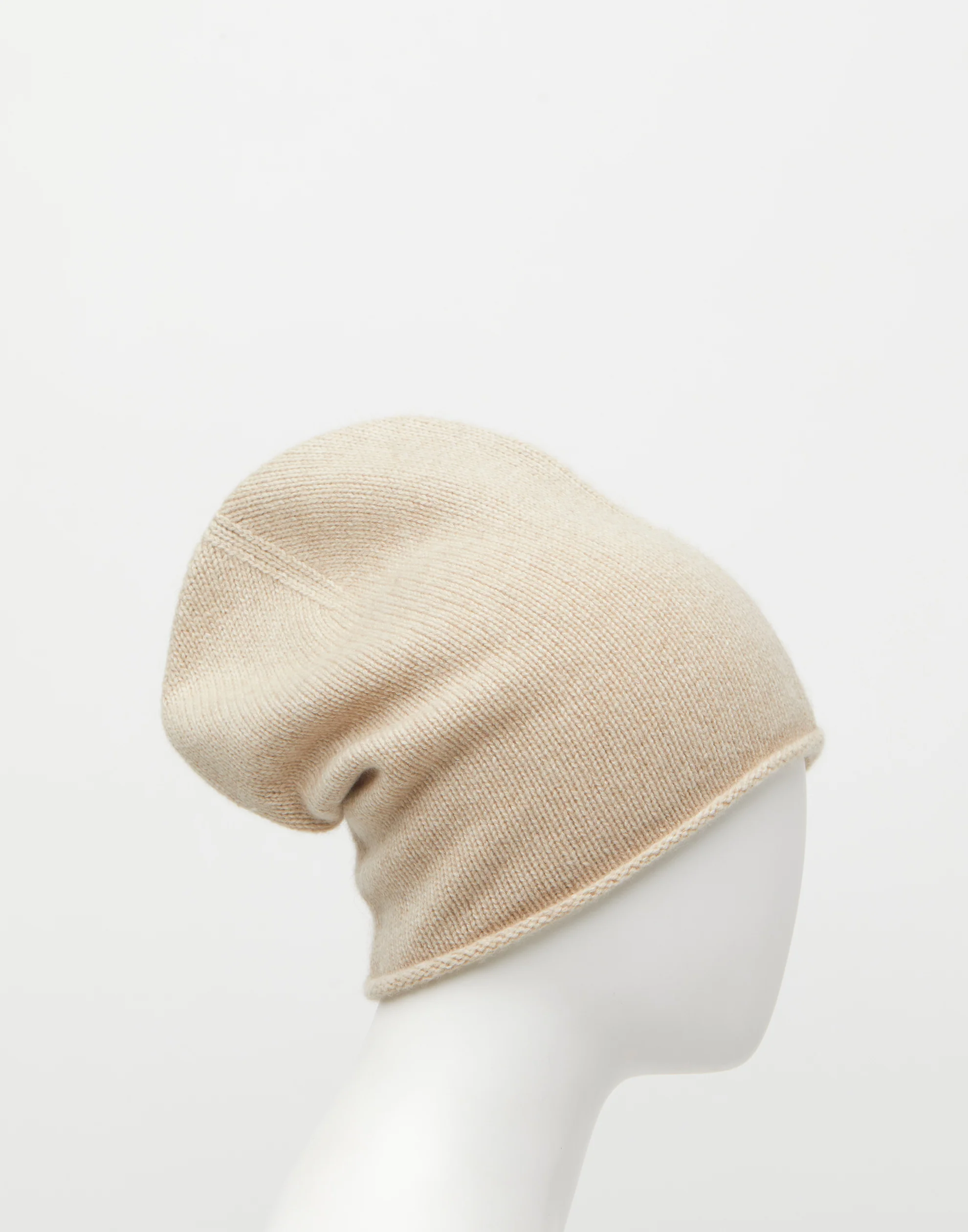 Beige Raw Cashmere Beanie - Image 4