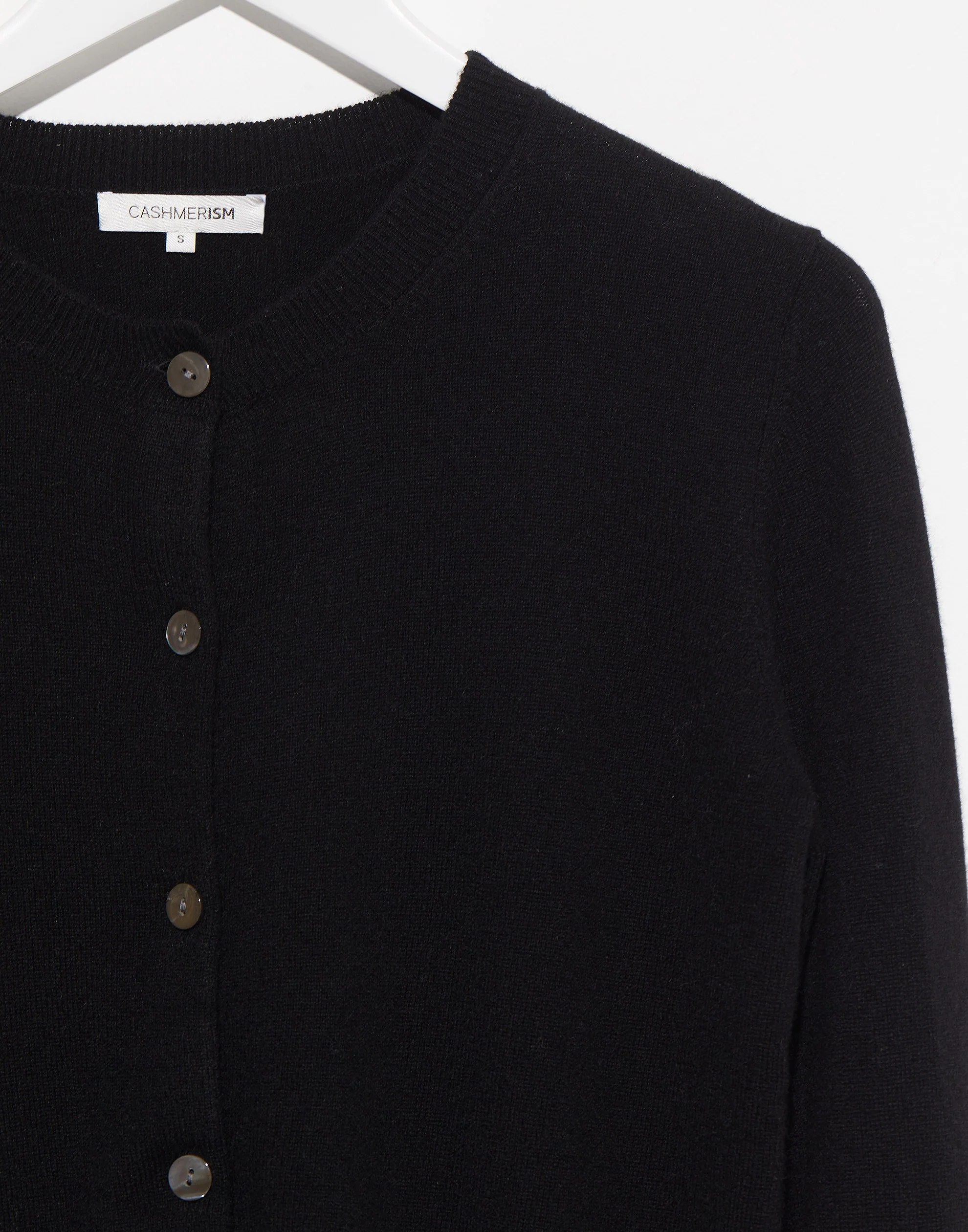Black Navy Cashmere Crew Neck Cardigan - Image 2