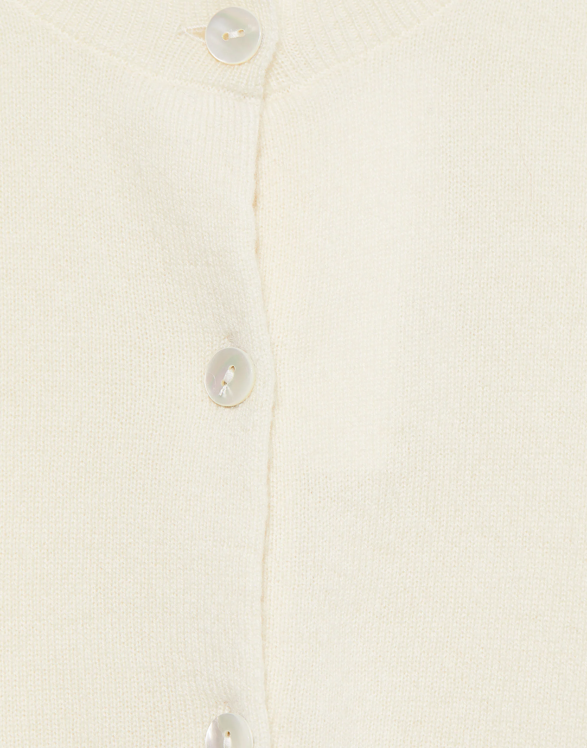 Cream Raw Cashmere Crew Neck Cardigan - Image 4