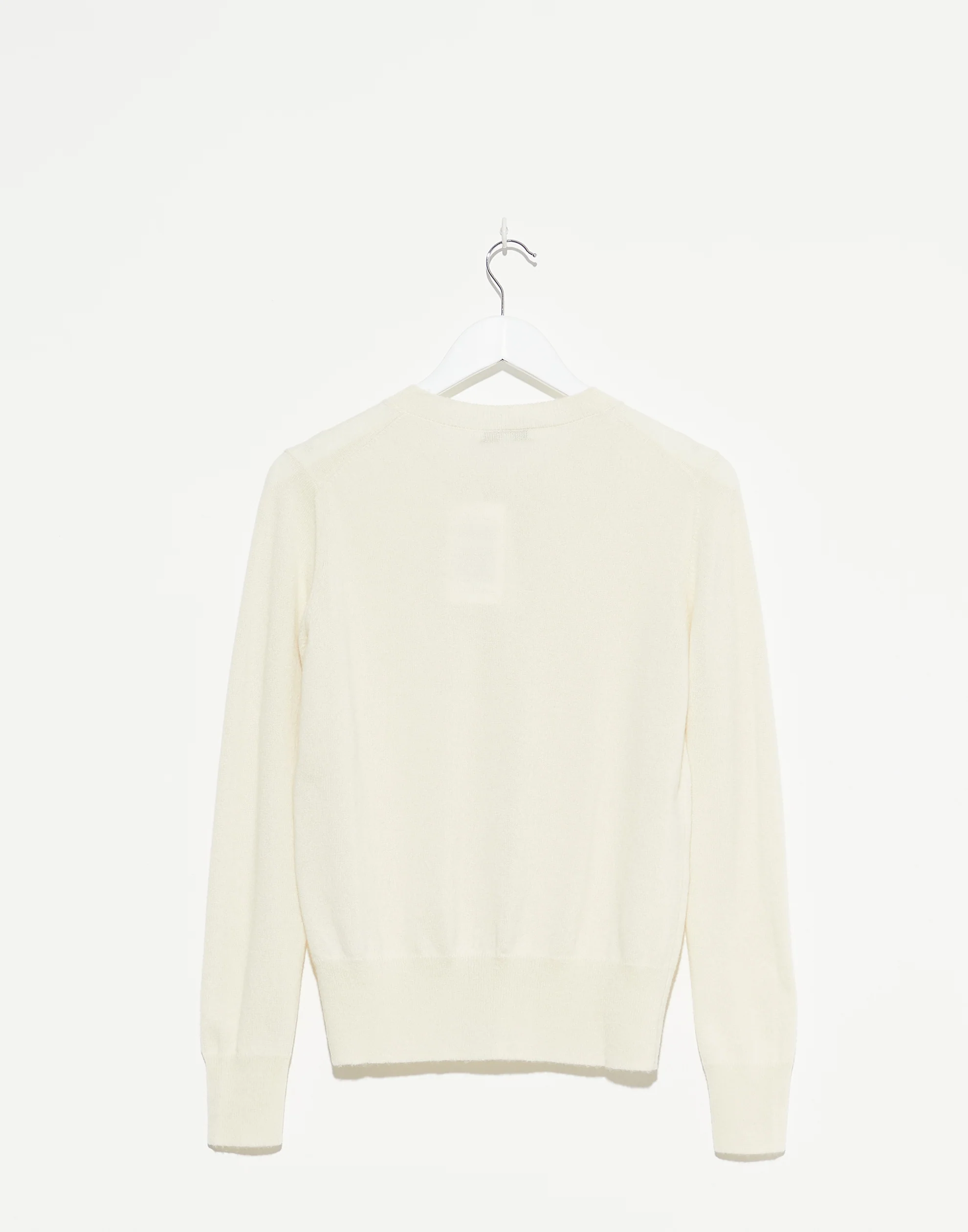 Cream Raw Cashmere Crew Neck Cardigan - Image 5