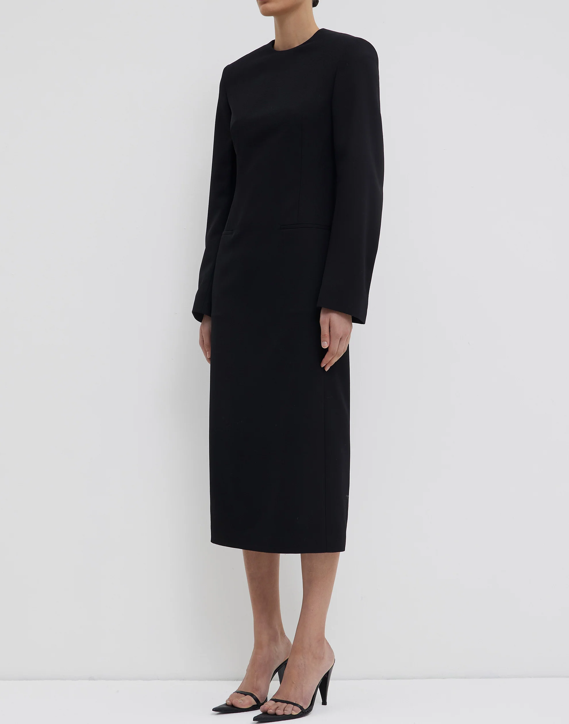 Black Silk & Wool Dina Tailored Dress - Image 4