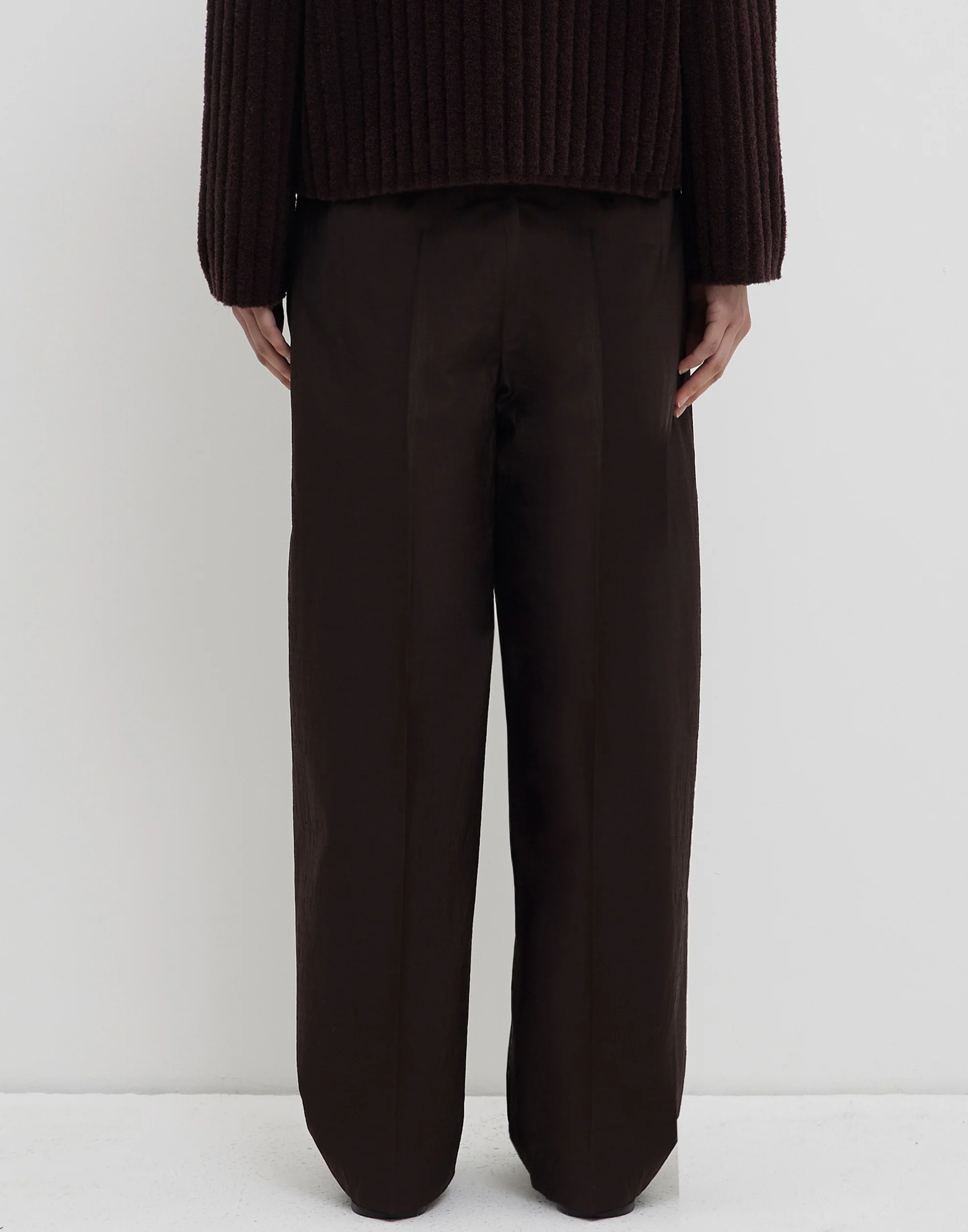 Cherry Wood Wool Blend Pina Pleated Trousers - Image 5