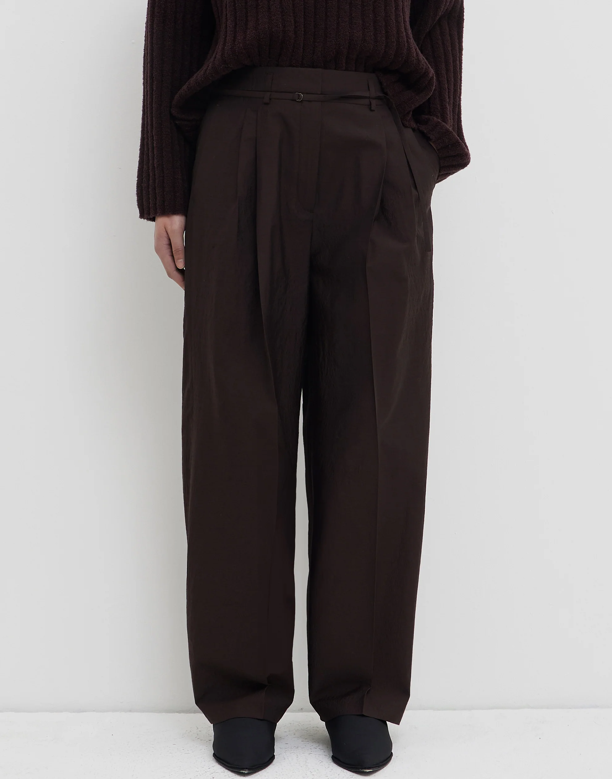 Cherry Wood Wool Blend Pina Pleated Trousers - Image 6