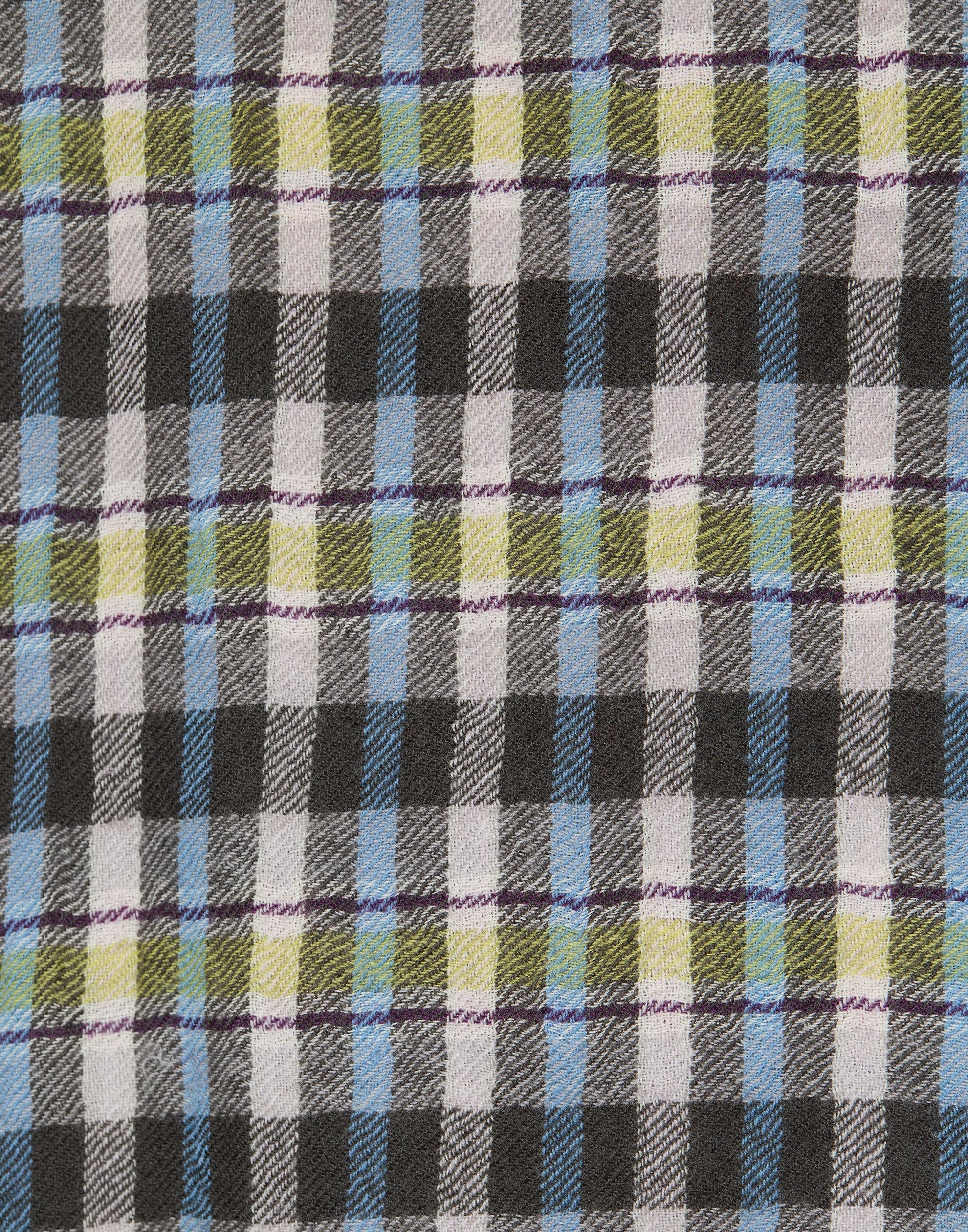 Blue & Brown Check Wool Scarf - Image 4