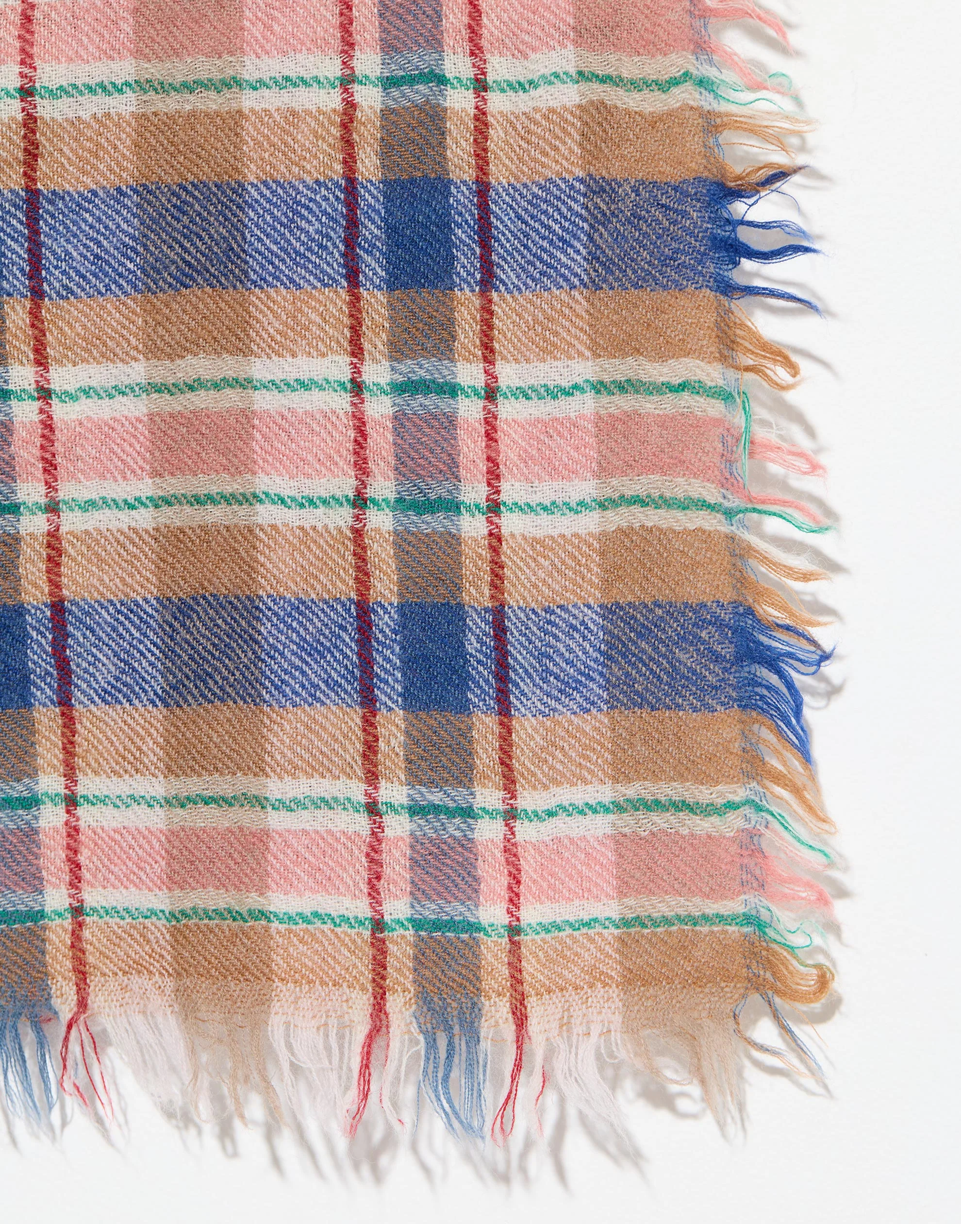 Brown & Pink Check Wool Scarf - Image 3