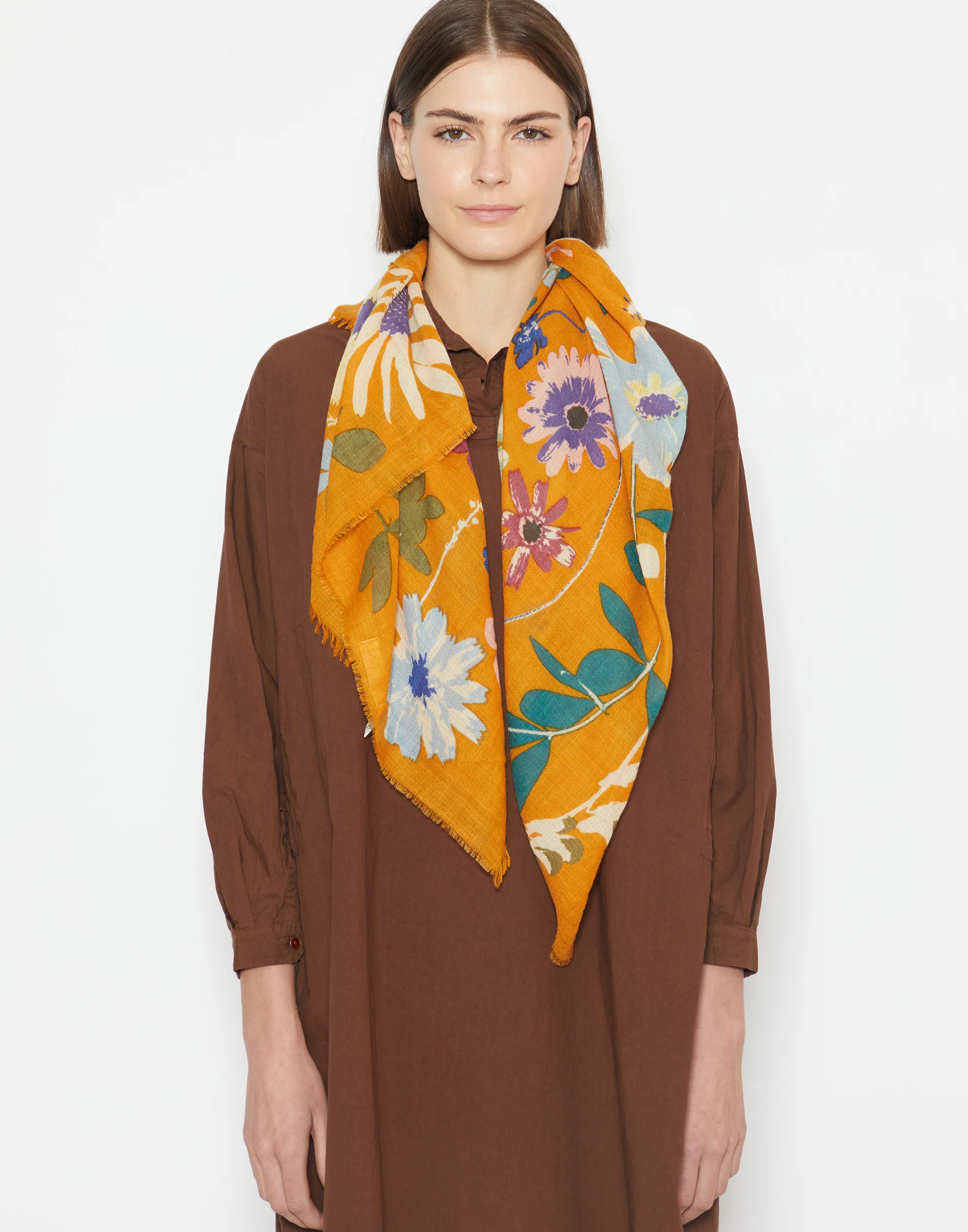 Honey Wool & Cashmere Blend Square Scarf - Image 2