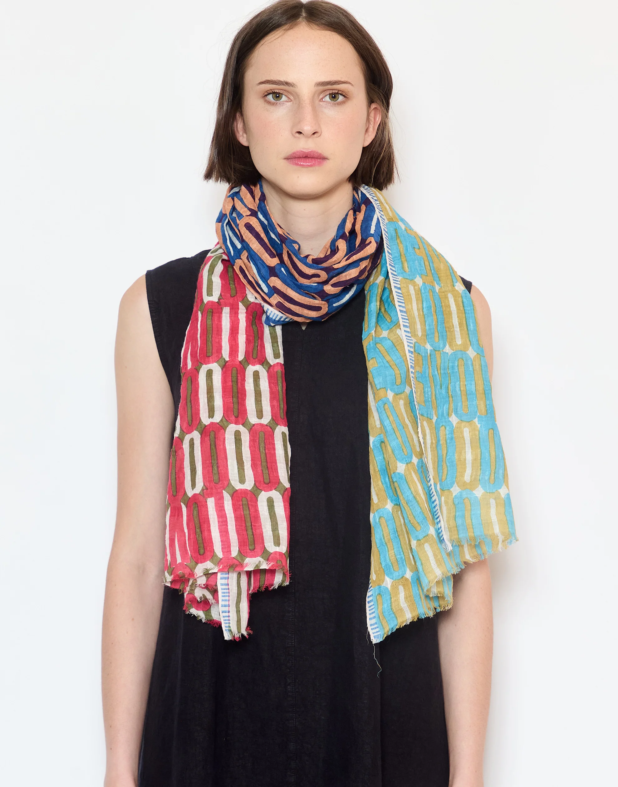 Multicolour Linen & Cotton Scarf - Image 3