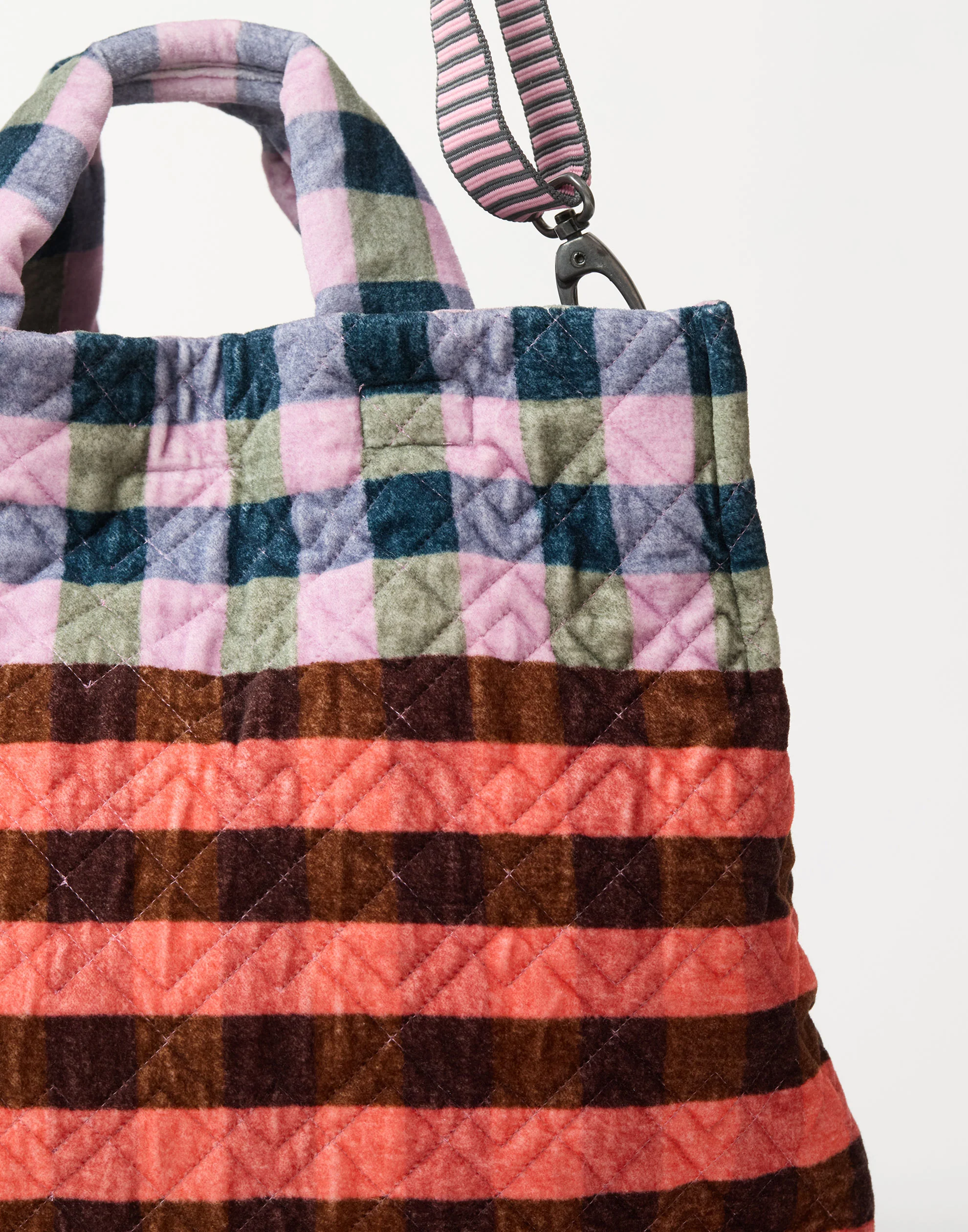Red & Pink Large Cotton Velvet Tote - Image 3