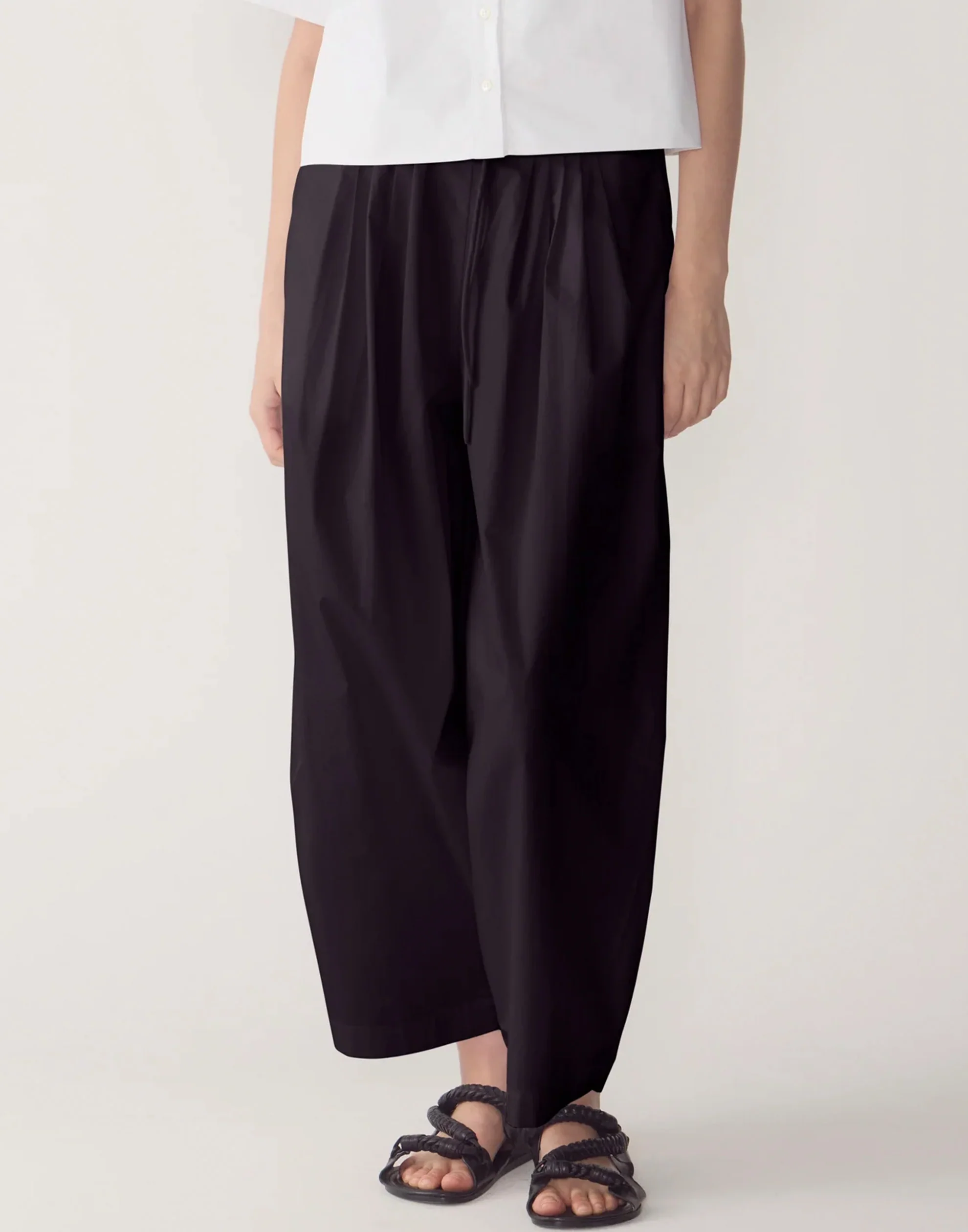 Black Cotton Poplin Pamela Pants