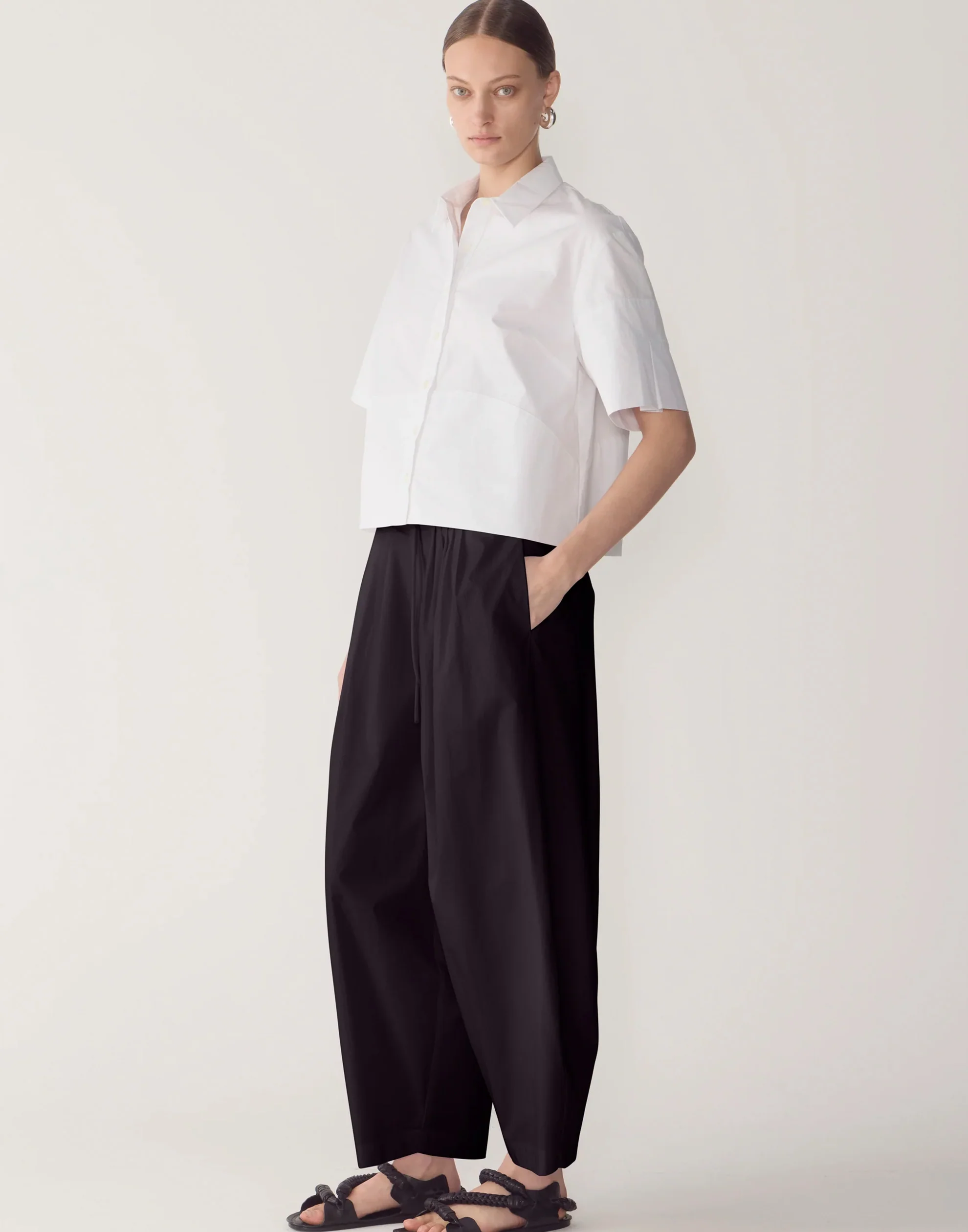 Black Cotton Poplin Pamela Pants - Image 2