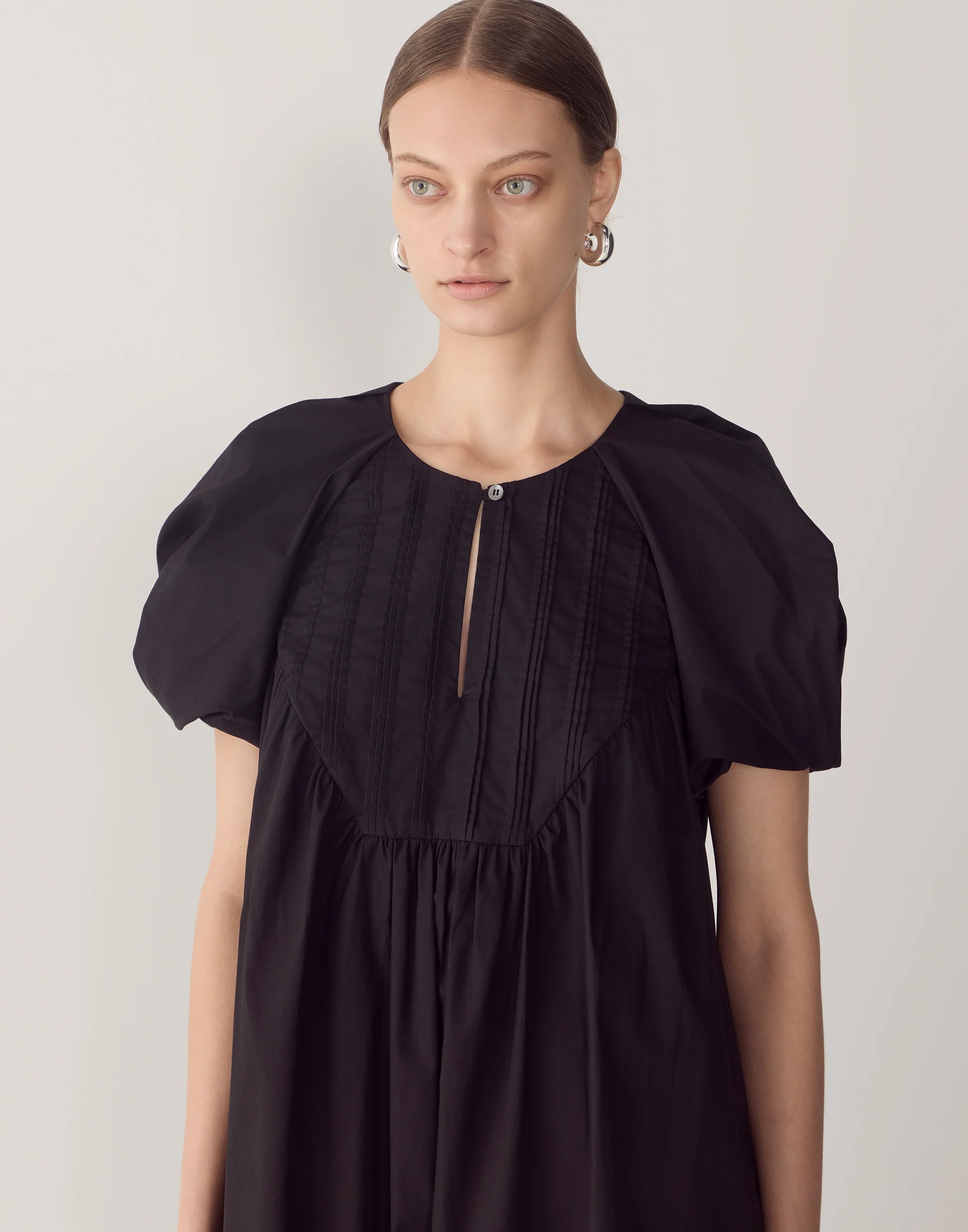 Black Cotton Poplin Raven Dress - Image 3