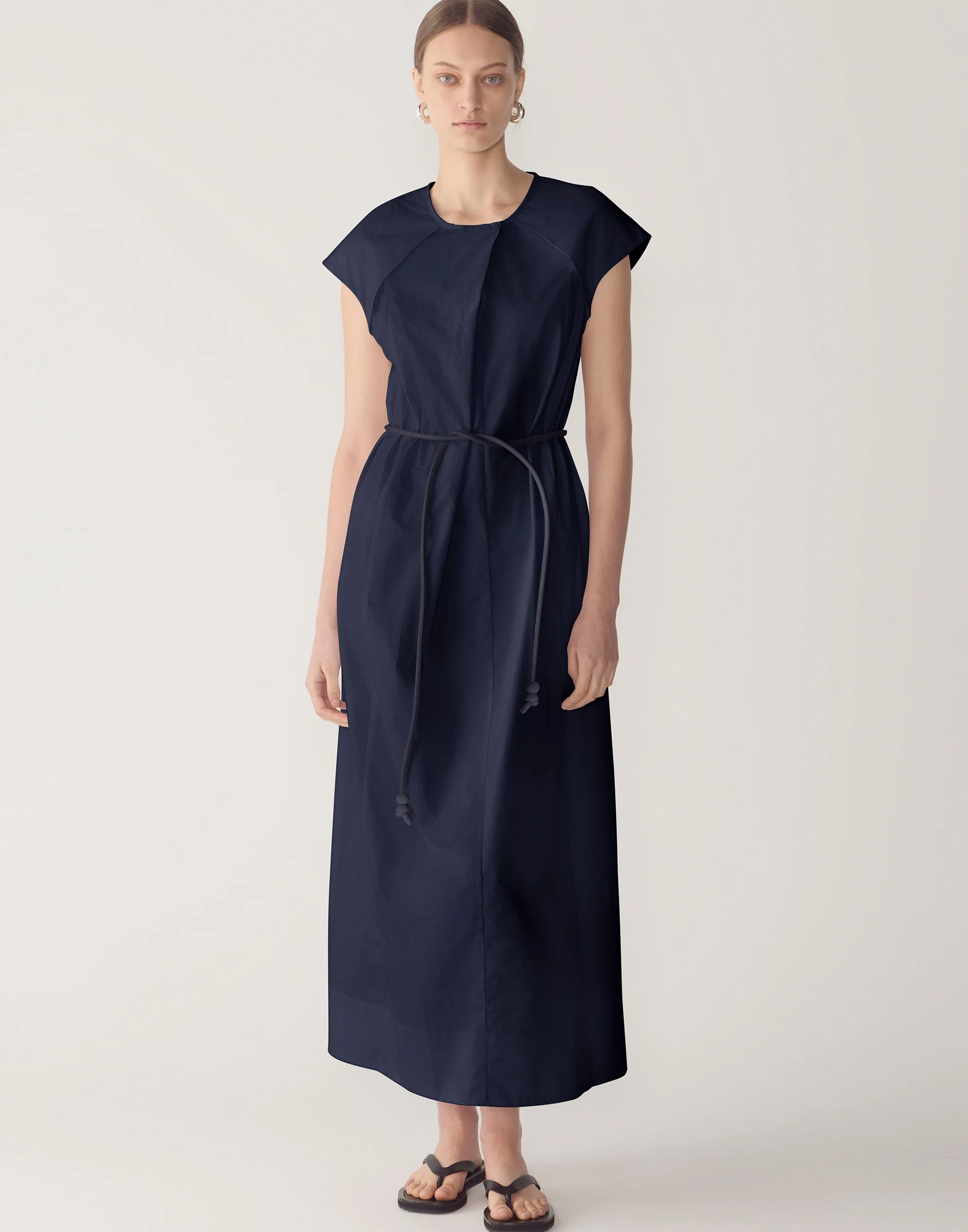 Navy Cotton Poplin Alma Dress