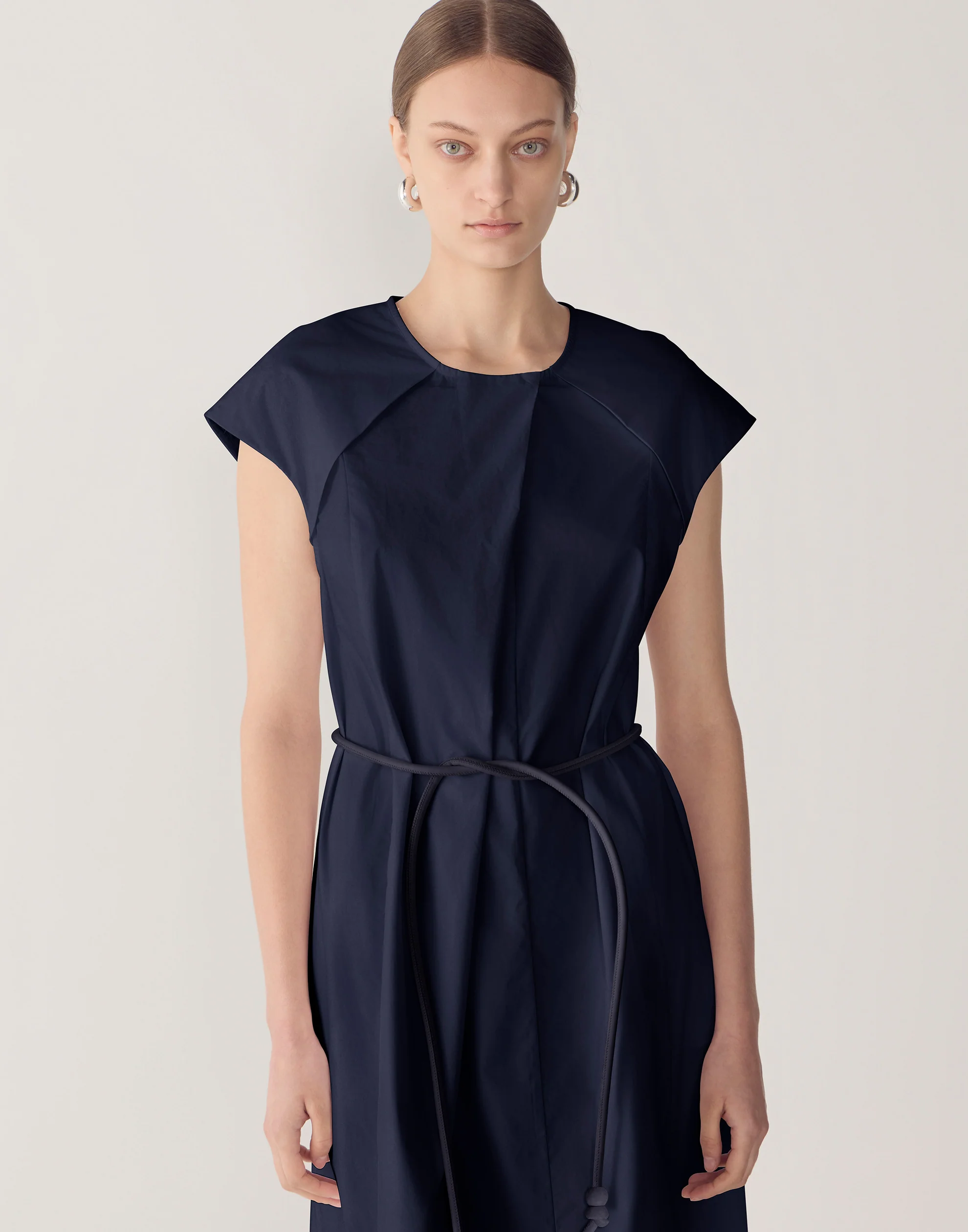 Navy Cotton Poplin Alma Dress - Image 2