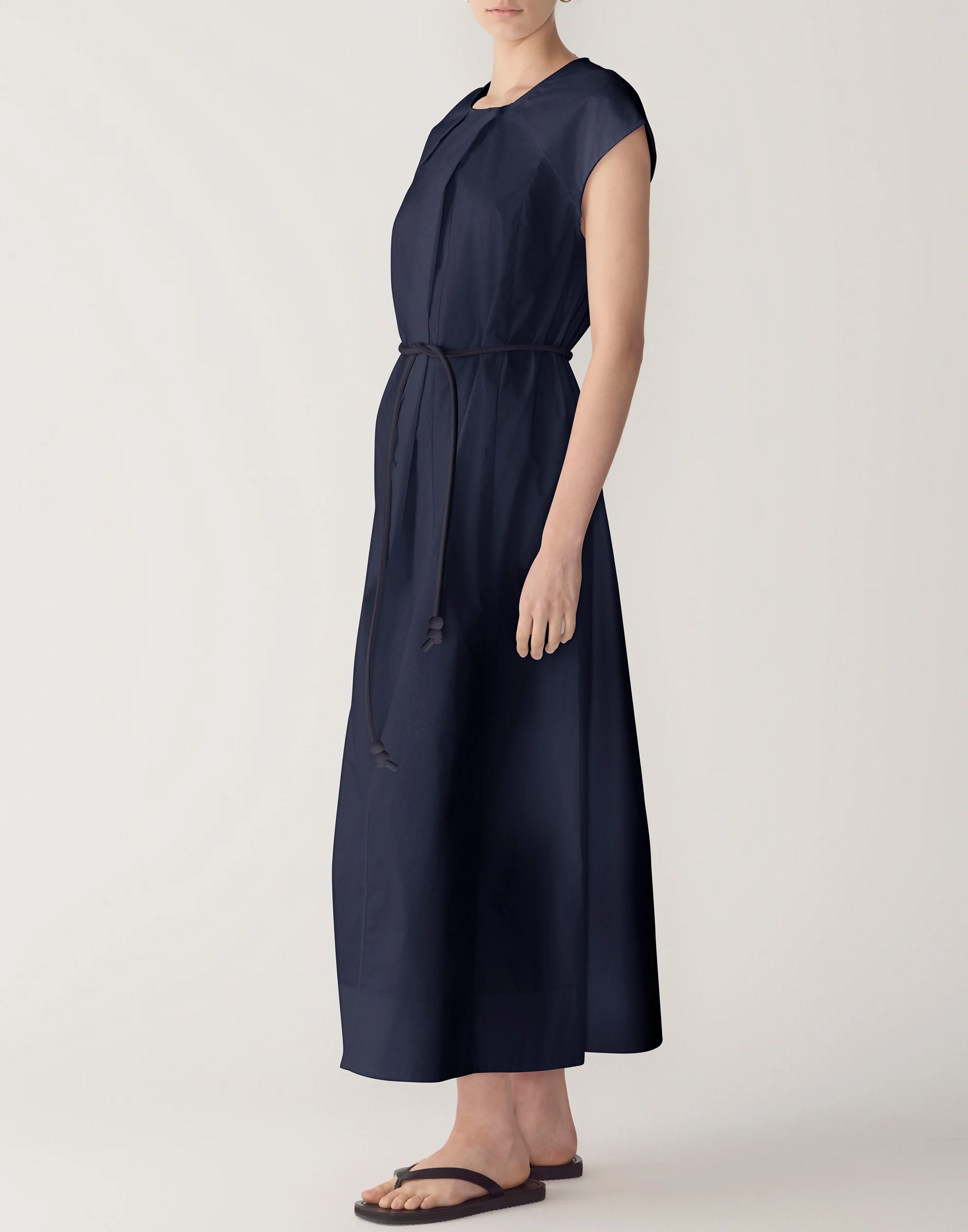 Navy Cotton Poplin Alma Dress - Image 3
