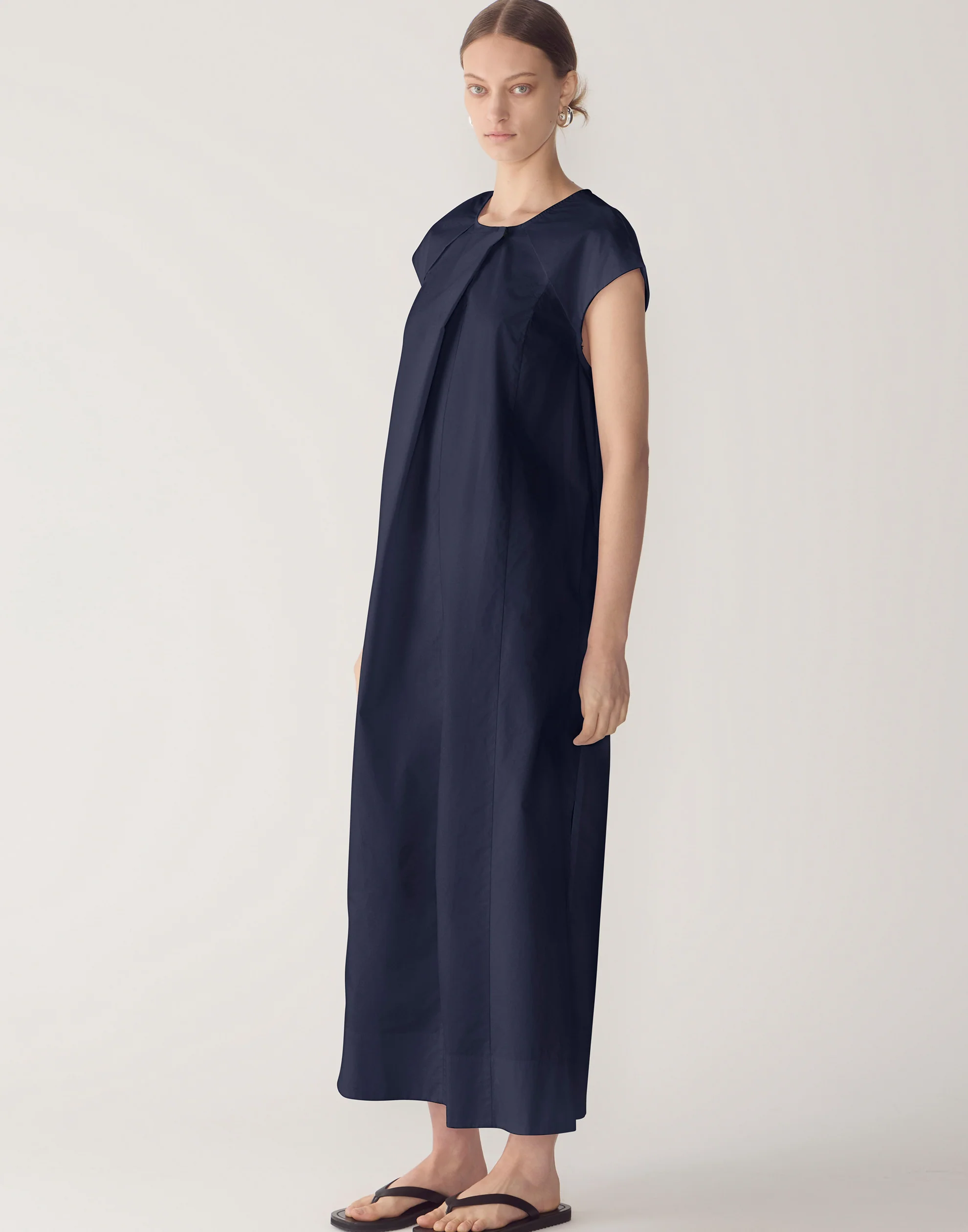 Navy Cotton Poplin Alma Dress - Image 5