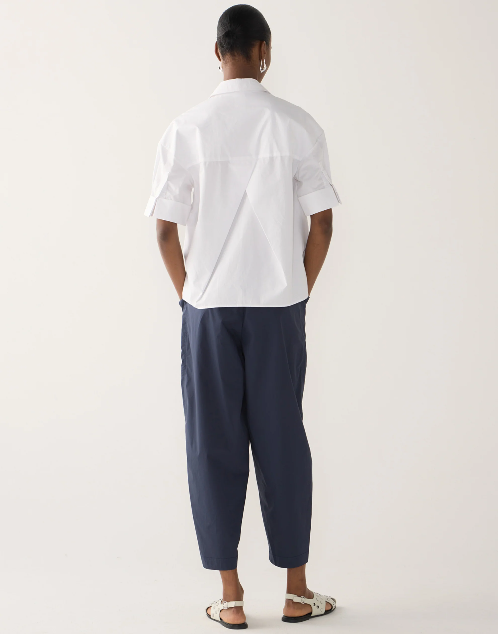 Navy Cotton Poplin Edna Pants - Image 4