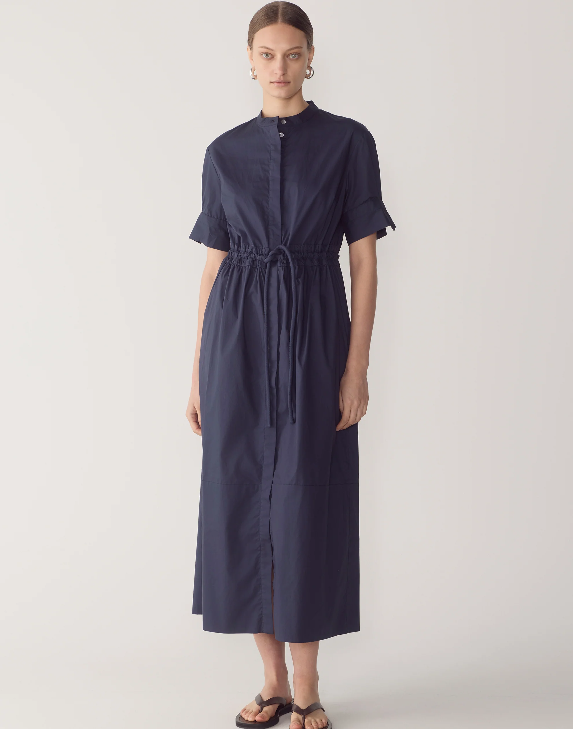 Navy Cotton Poplin Yolanda Dress