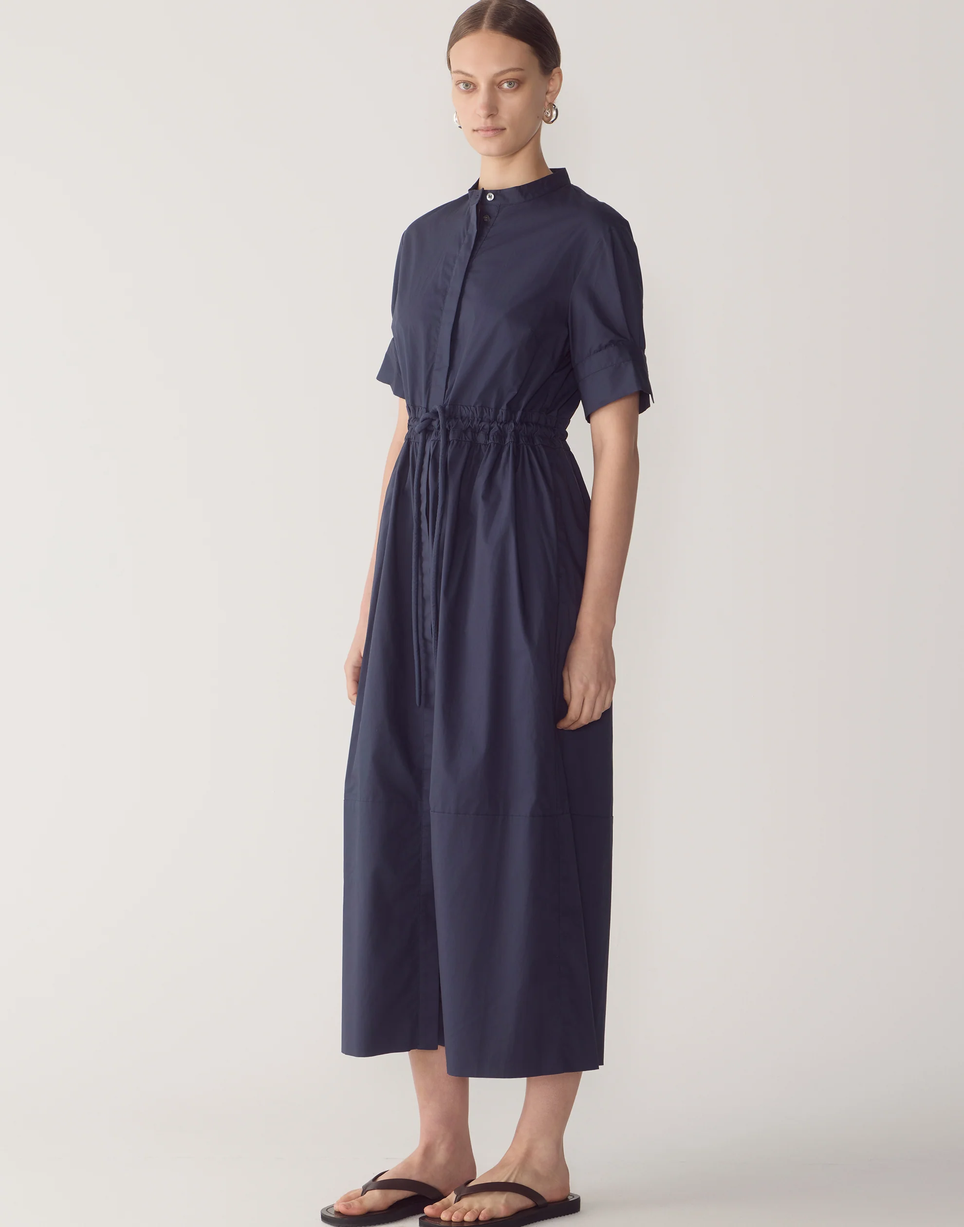 Navy Cotton Poplin Yolanda Dress - Image 2