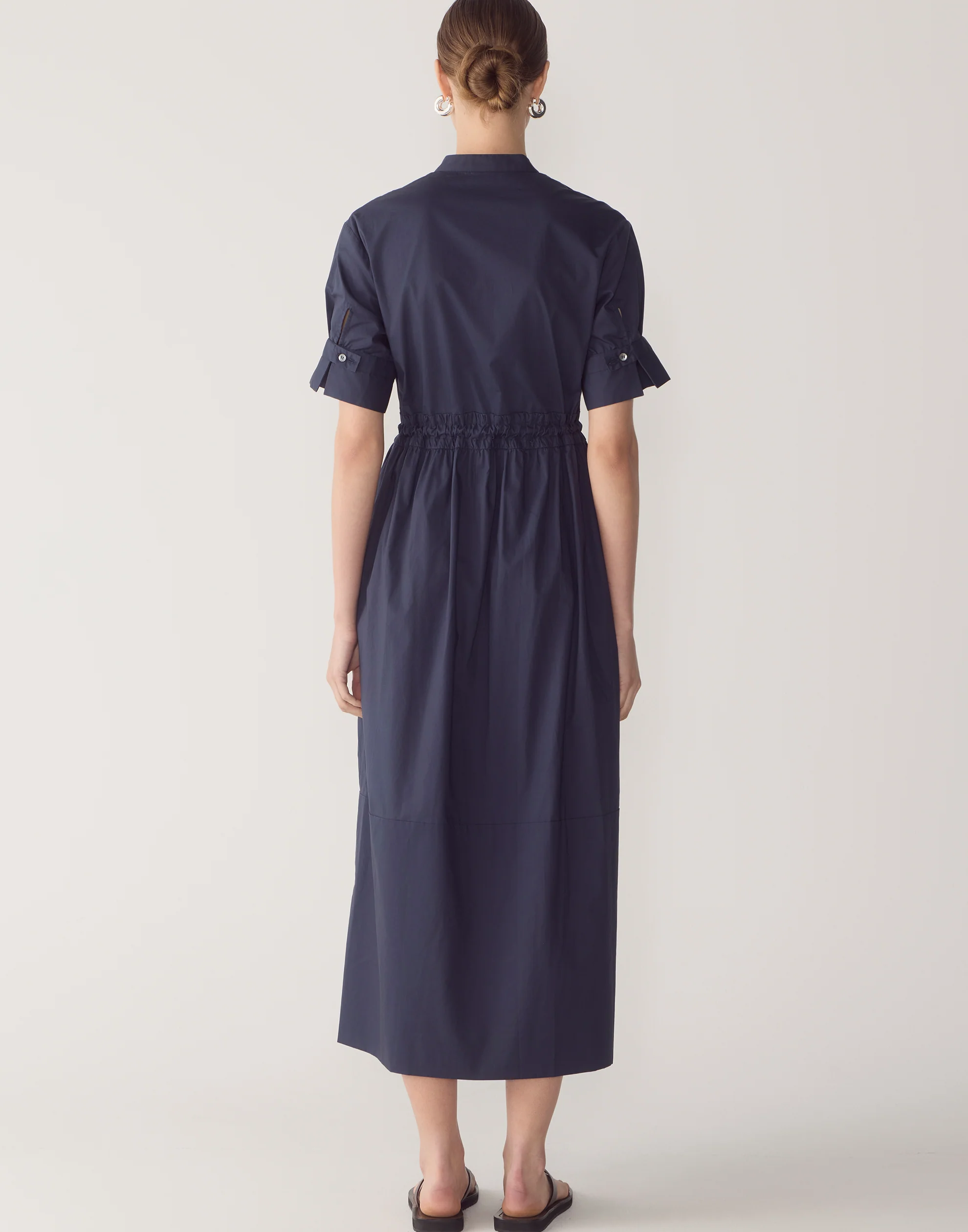 Navy Cotton Poplin Yolanda Dress - Image 5